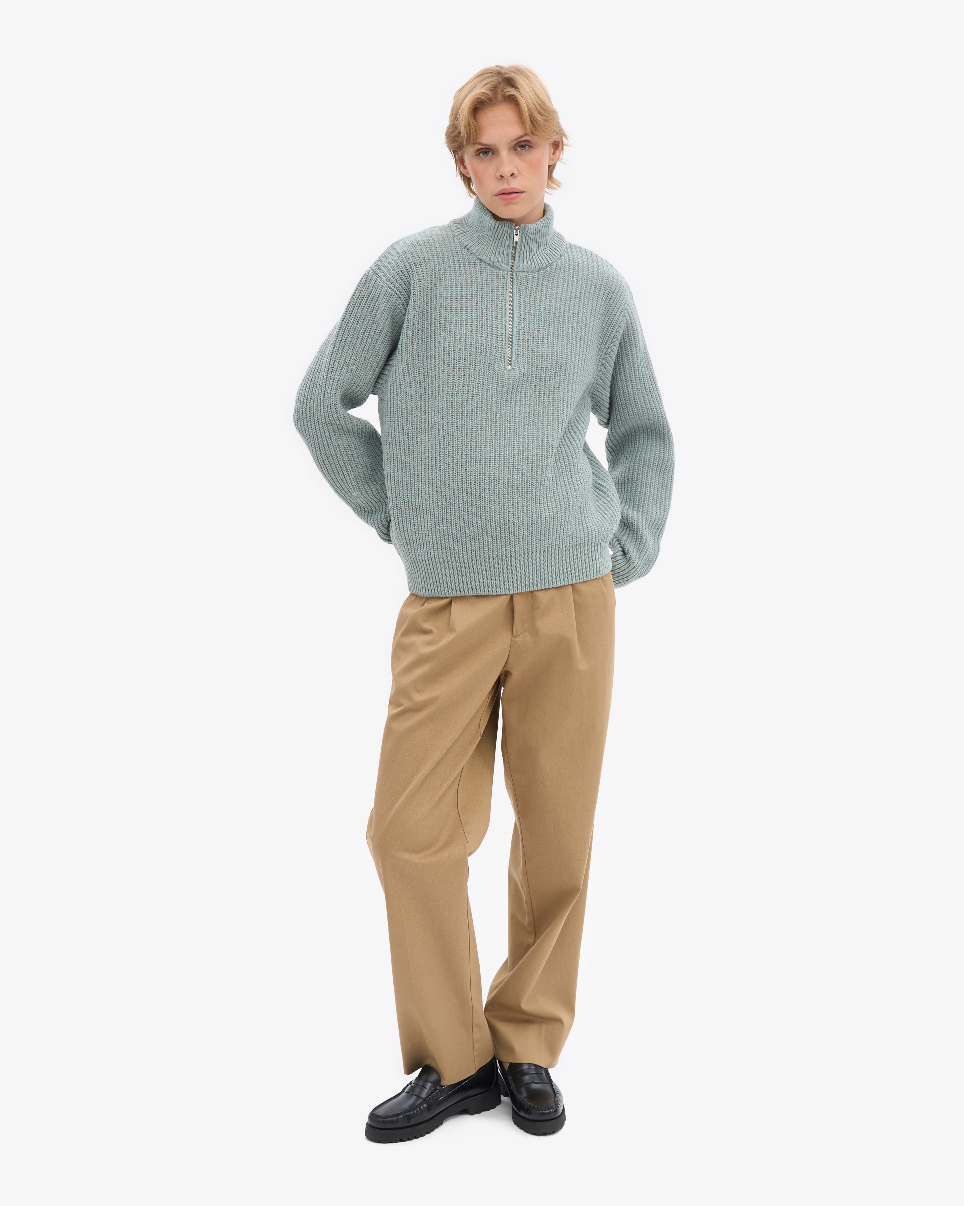 Merino Quarter Zip - Steel Blue