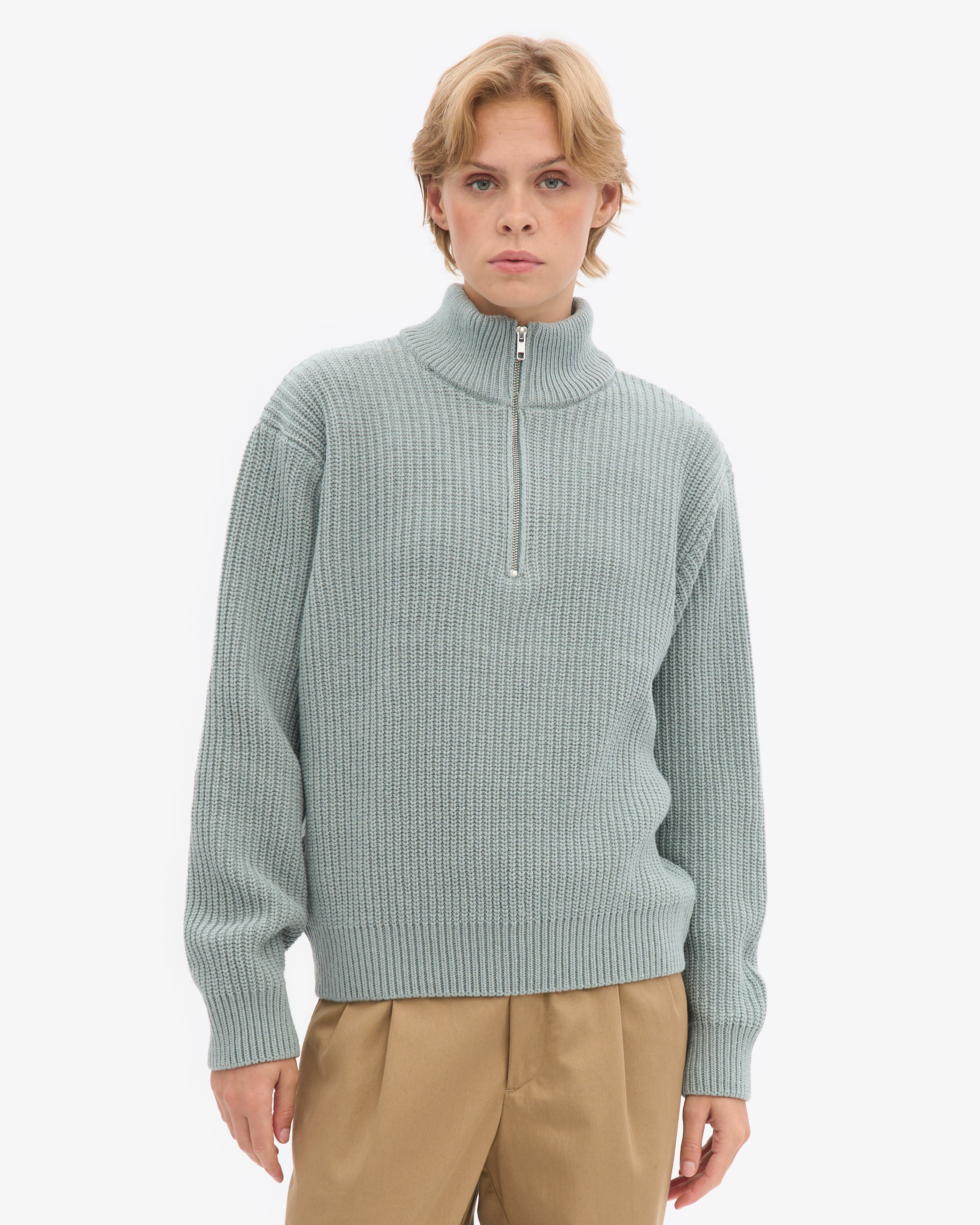 Merino Quarter Zip - Steel Blue