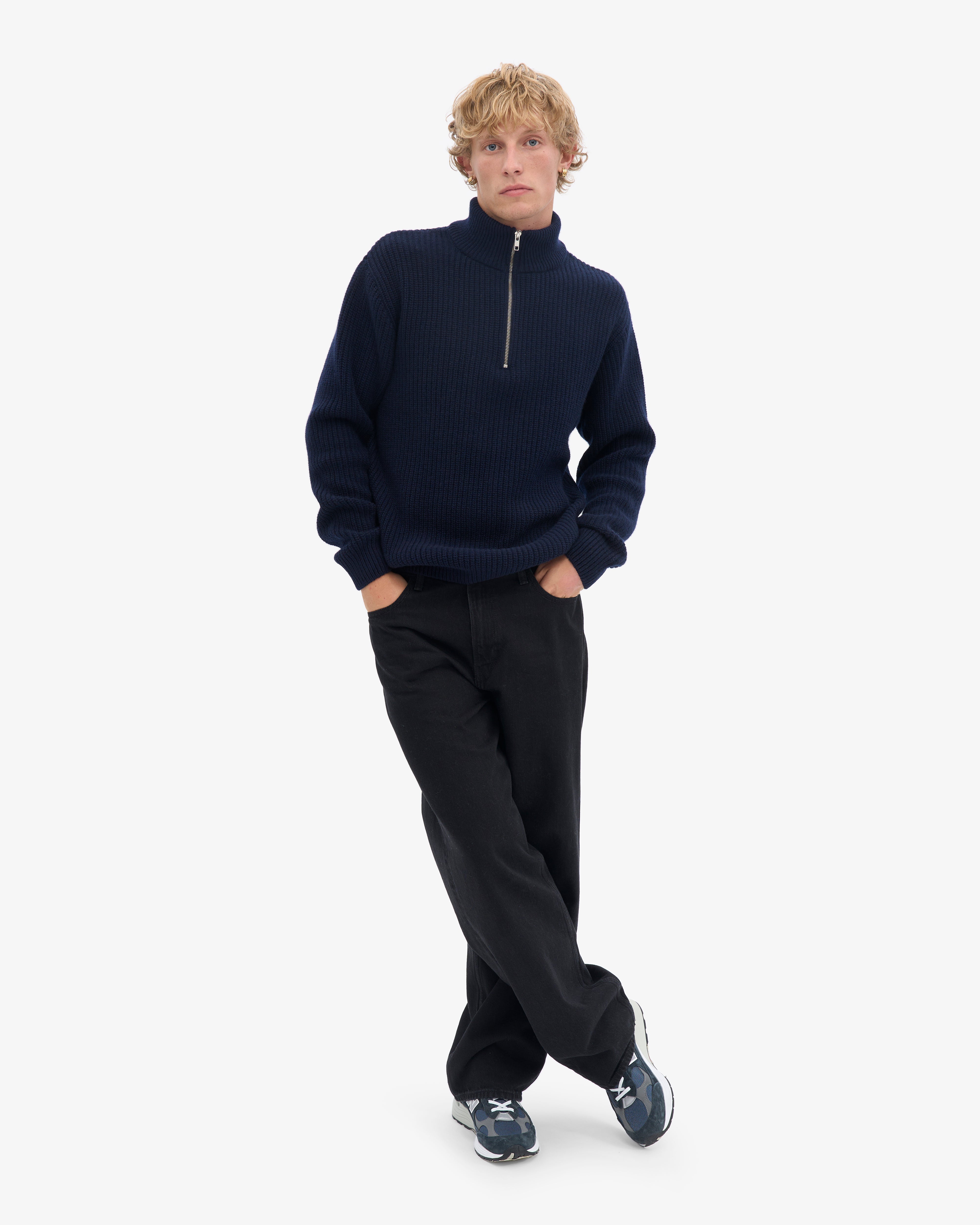 Merino Quarter Zip - Navy Blue