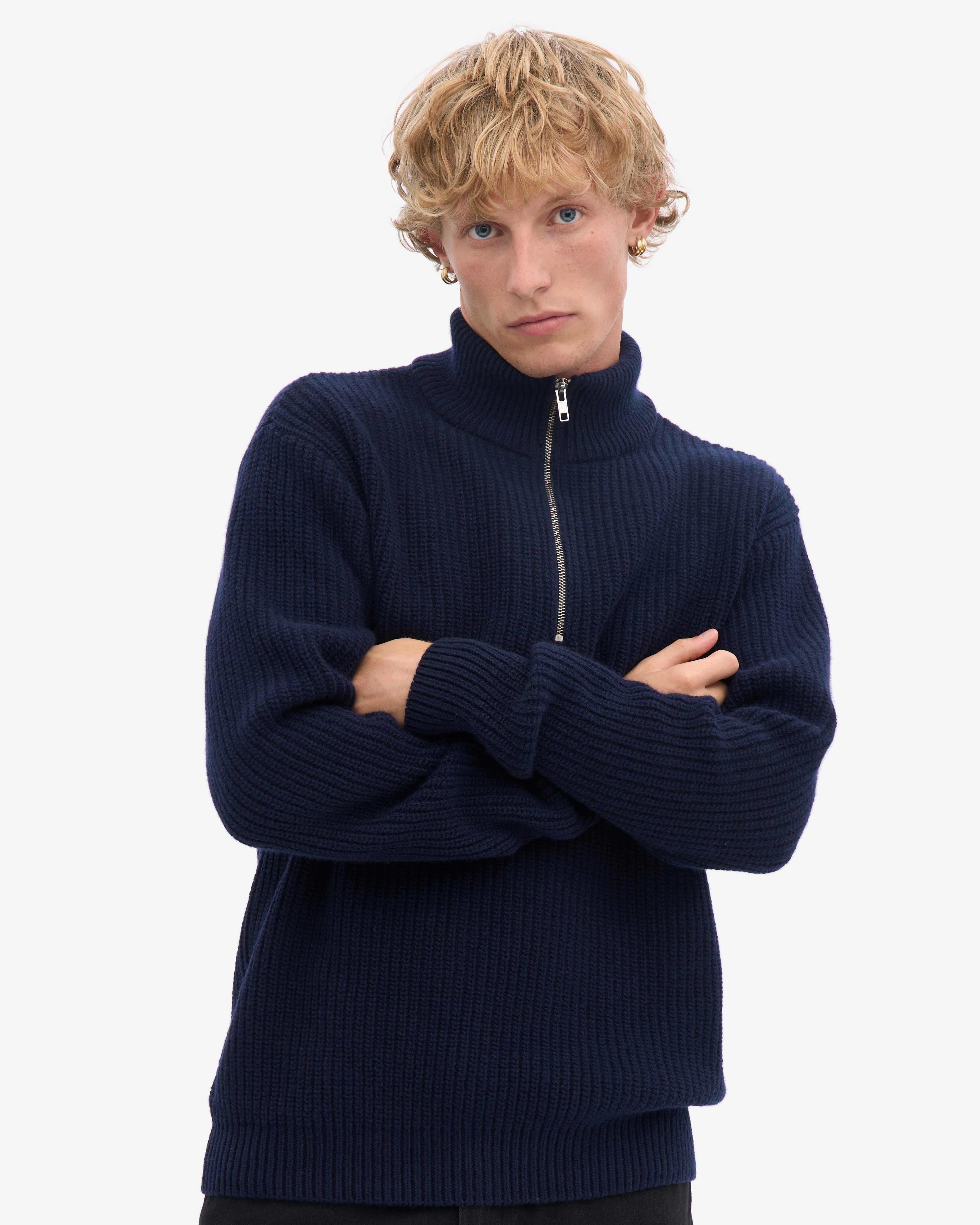 Merino Quarter Zip - Navy Blue