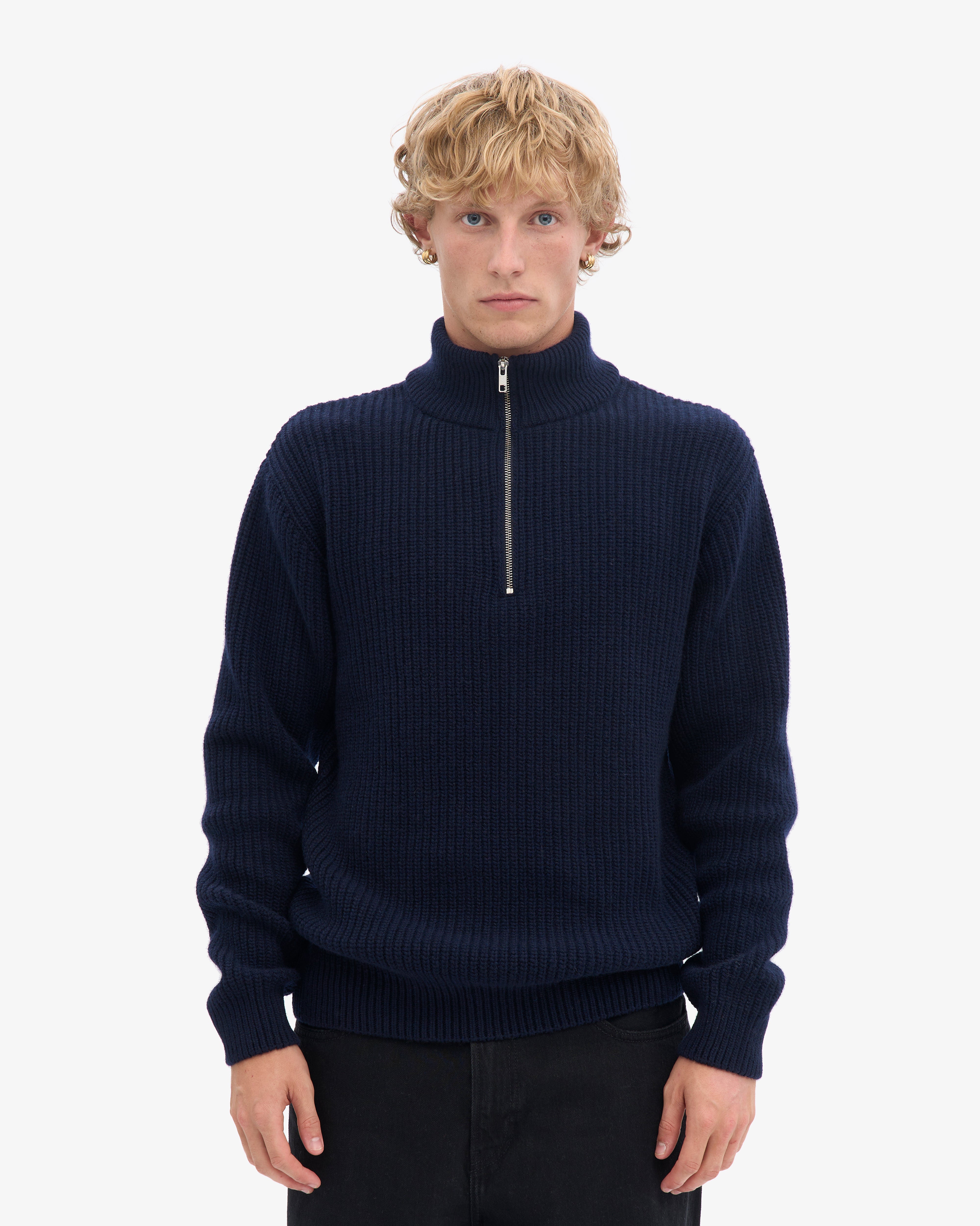 Merino Quarter Zip - Navy Blue