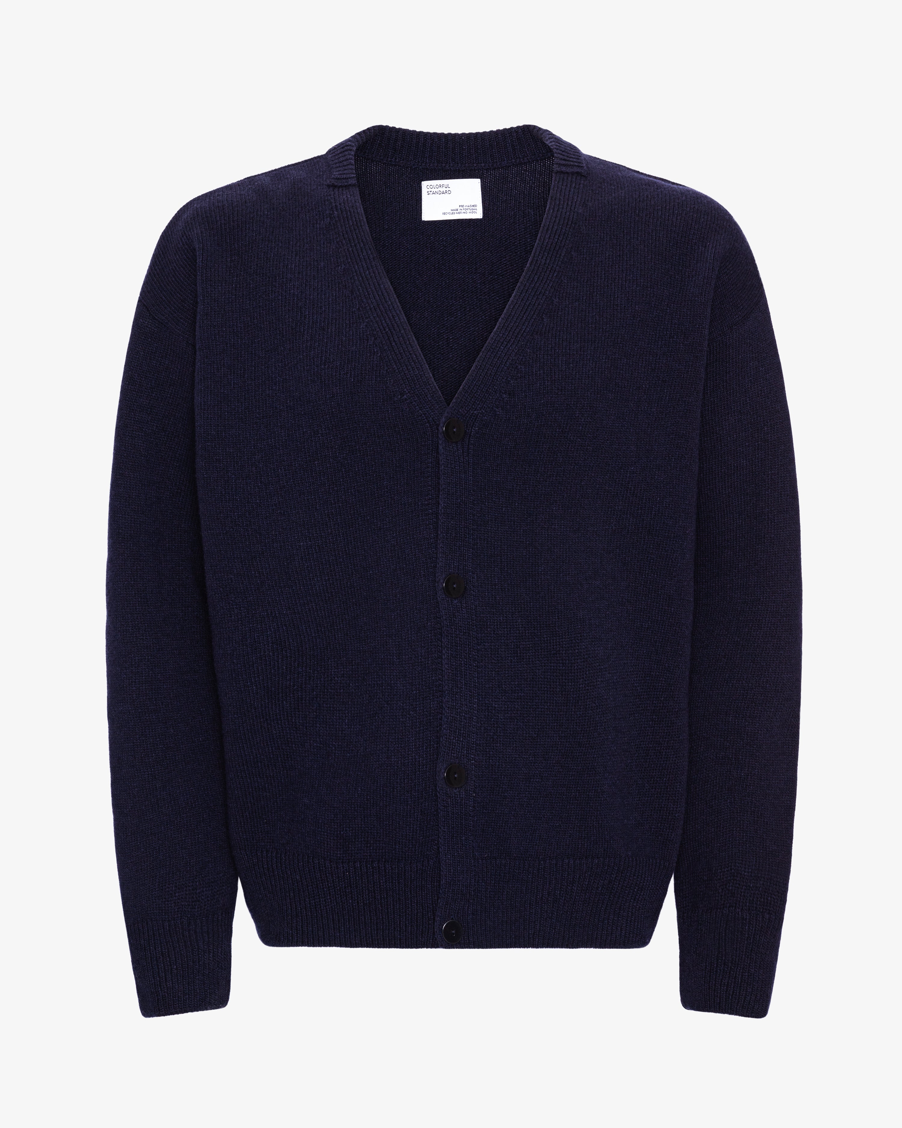 Merino Wool V-Neck Cardigan - Navy Blue