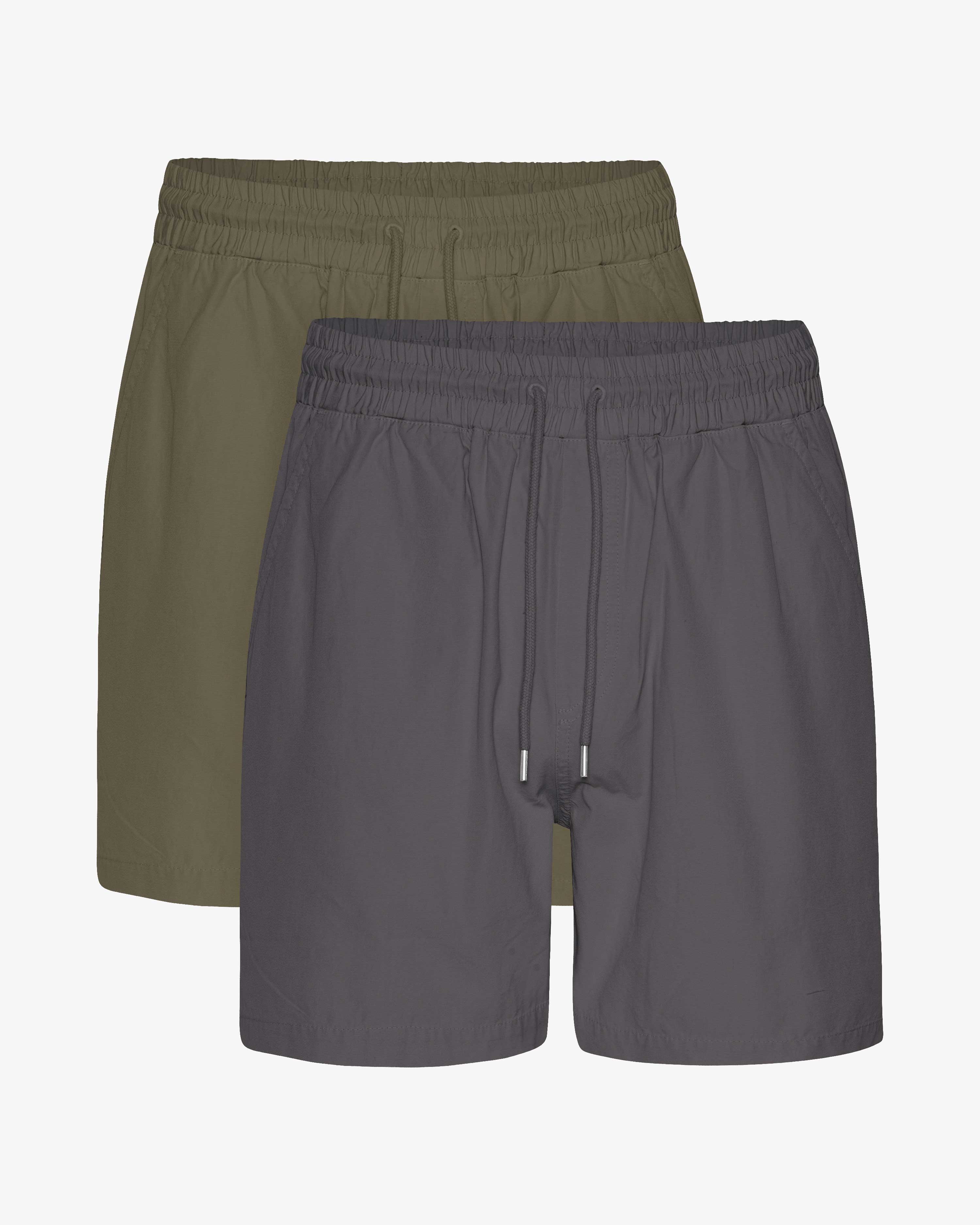Organic Twill Shorts - Lava Grey & Dusty Olive (2-Pack)