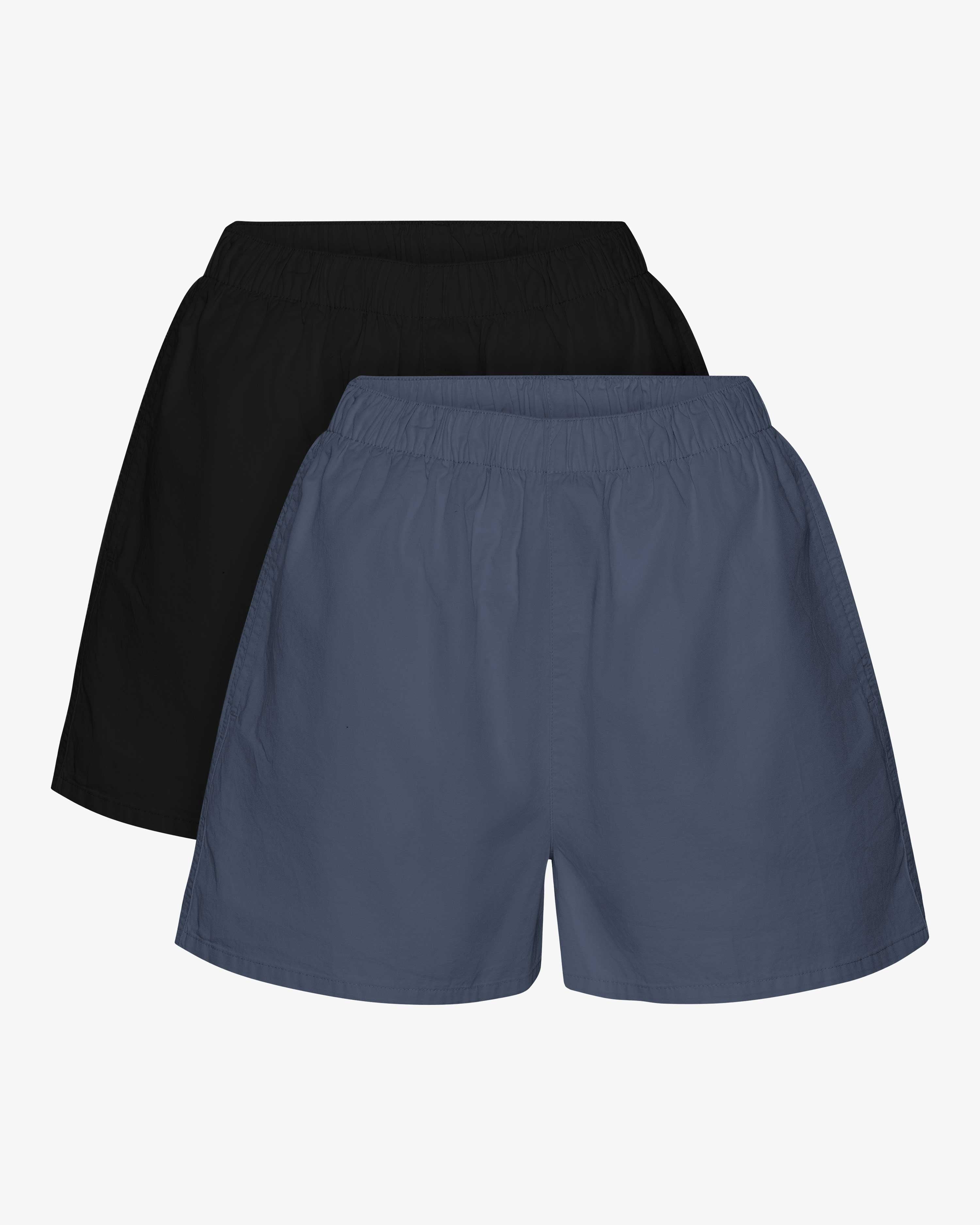 Women Organic Twill Shorts - Deep Black & Petrol Blue (2-Pack)