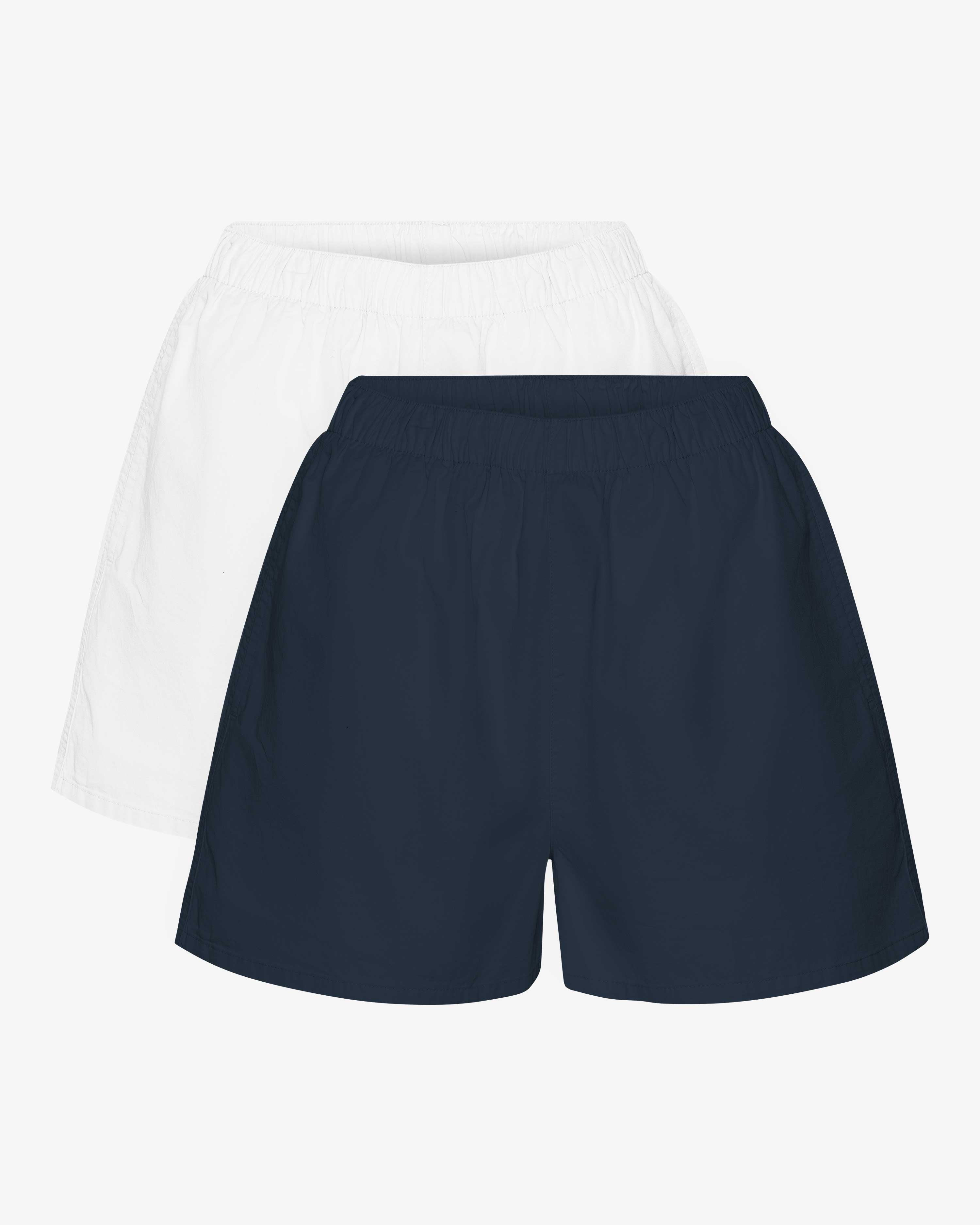 Women Organic Twill Shorts - Navy Blue & Optical White (2-Pack)