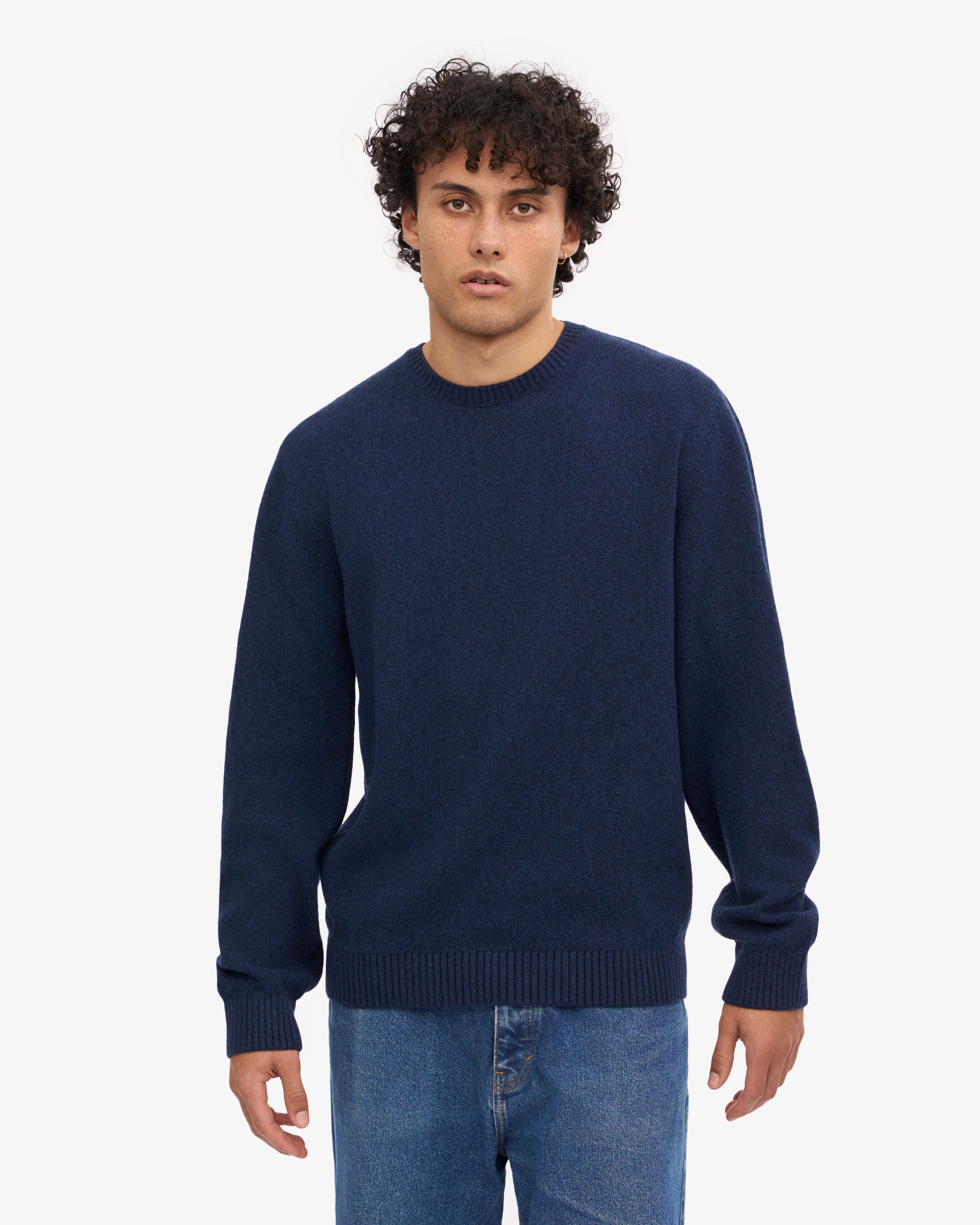 Classic Merino Wool Crew - Marine Blue