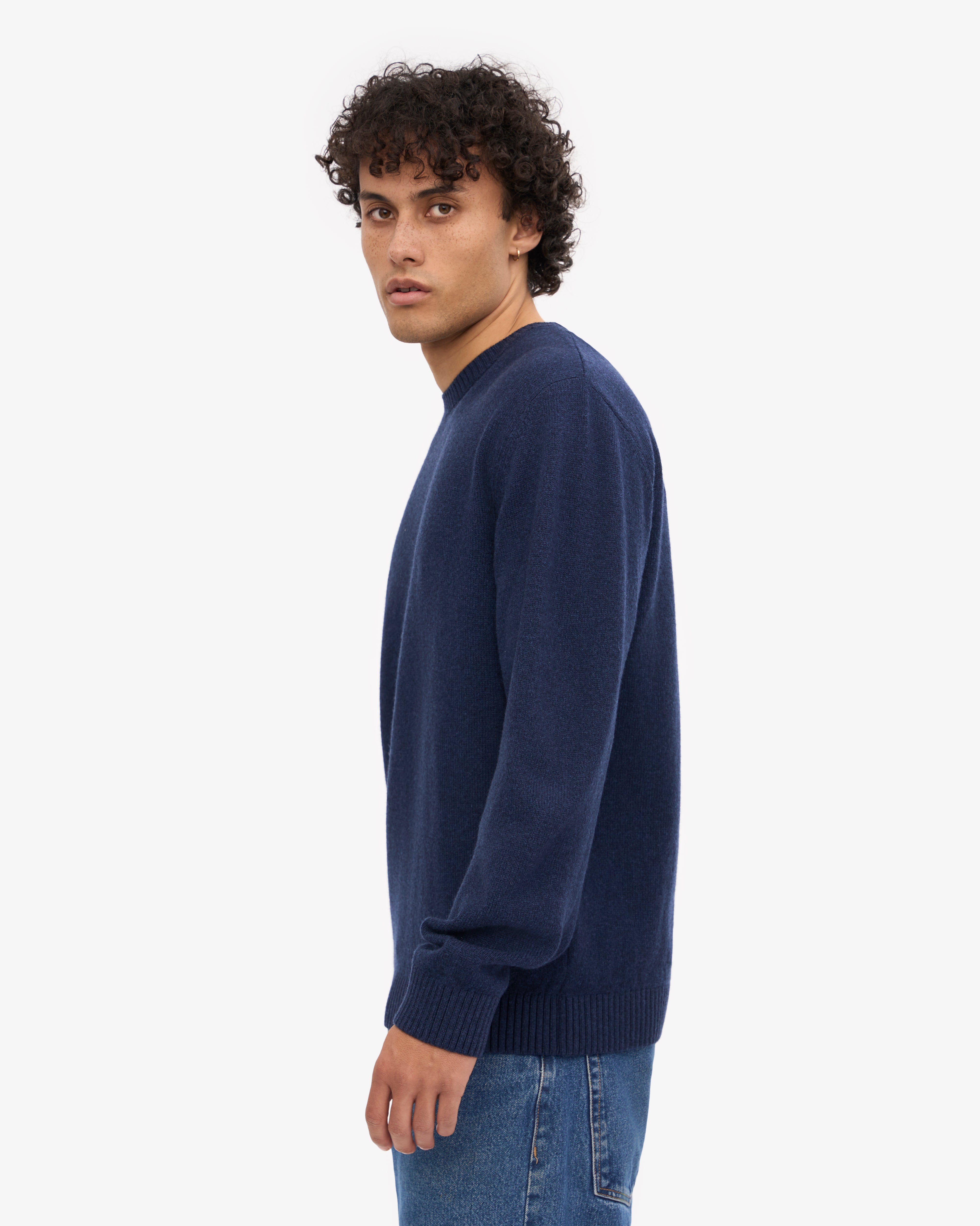 Classic Merino Wool Crew - Marine Blue