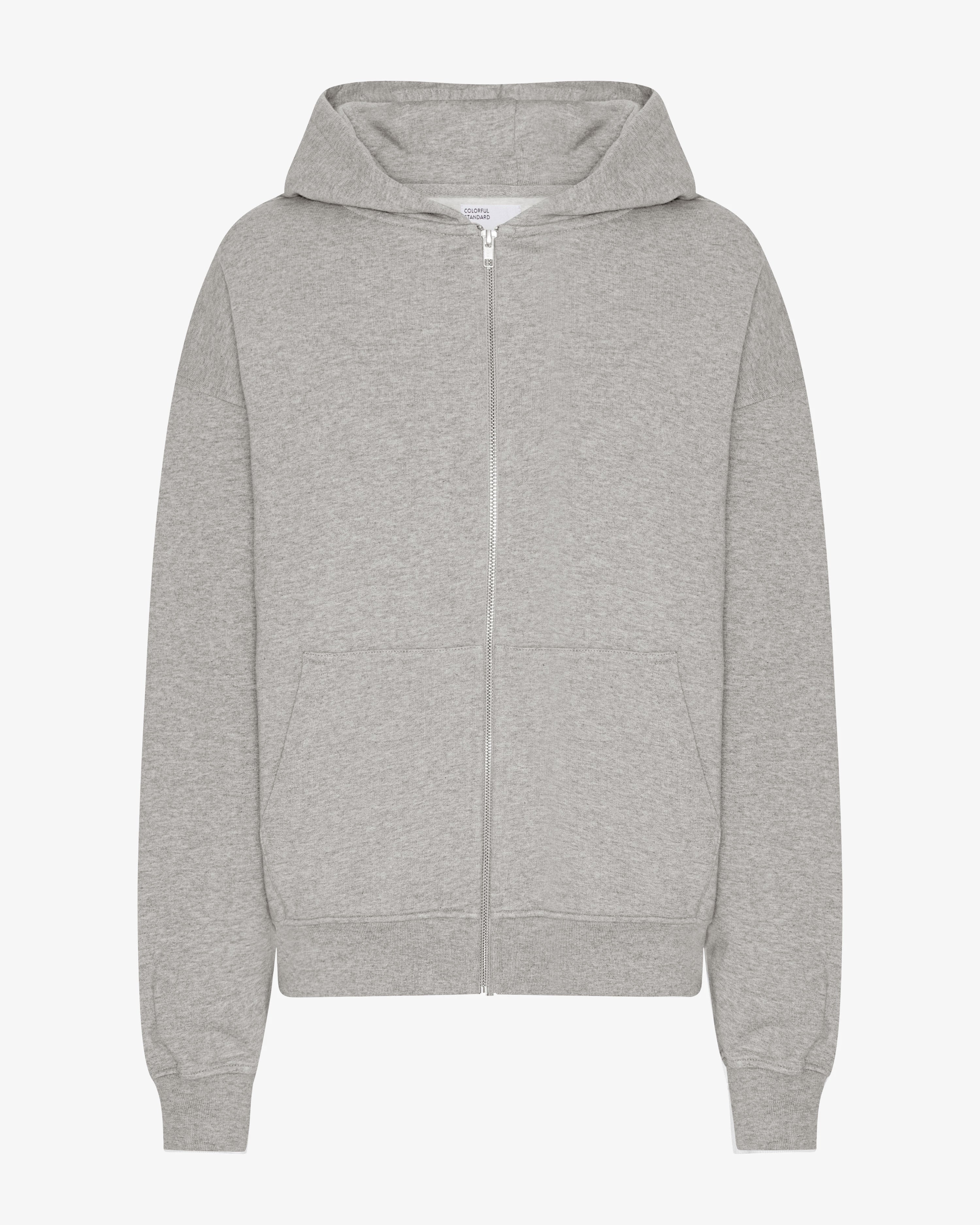 Organic Oversized Zip Hood - Heather Grey