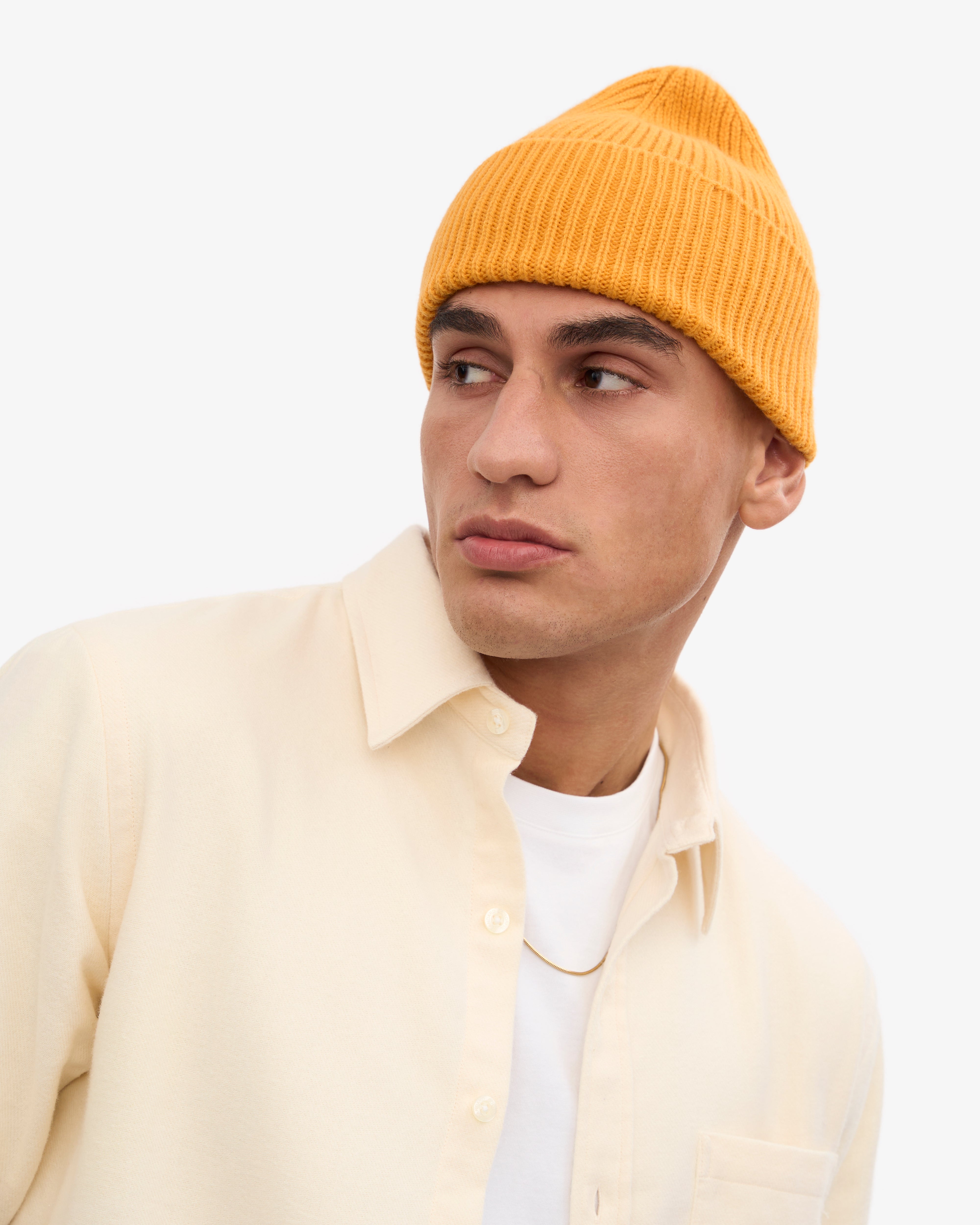 Merino Wool Beanie - Burned Yellow One Size