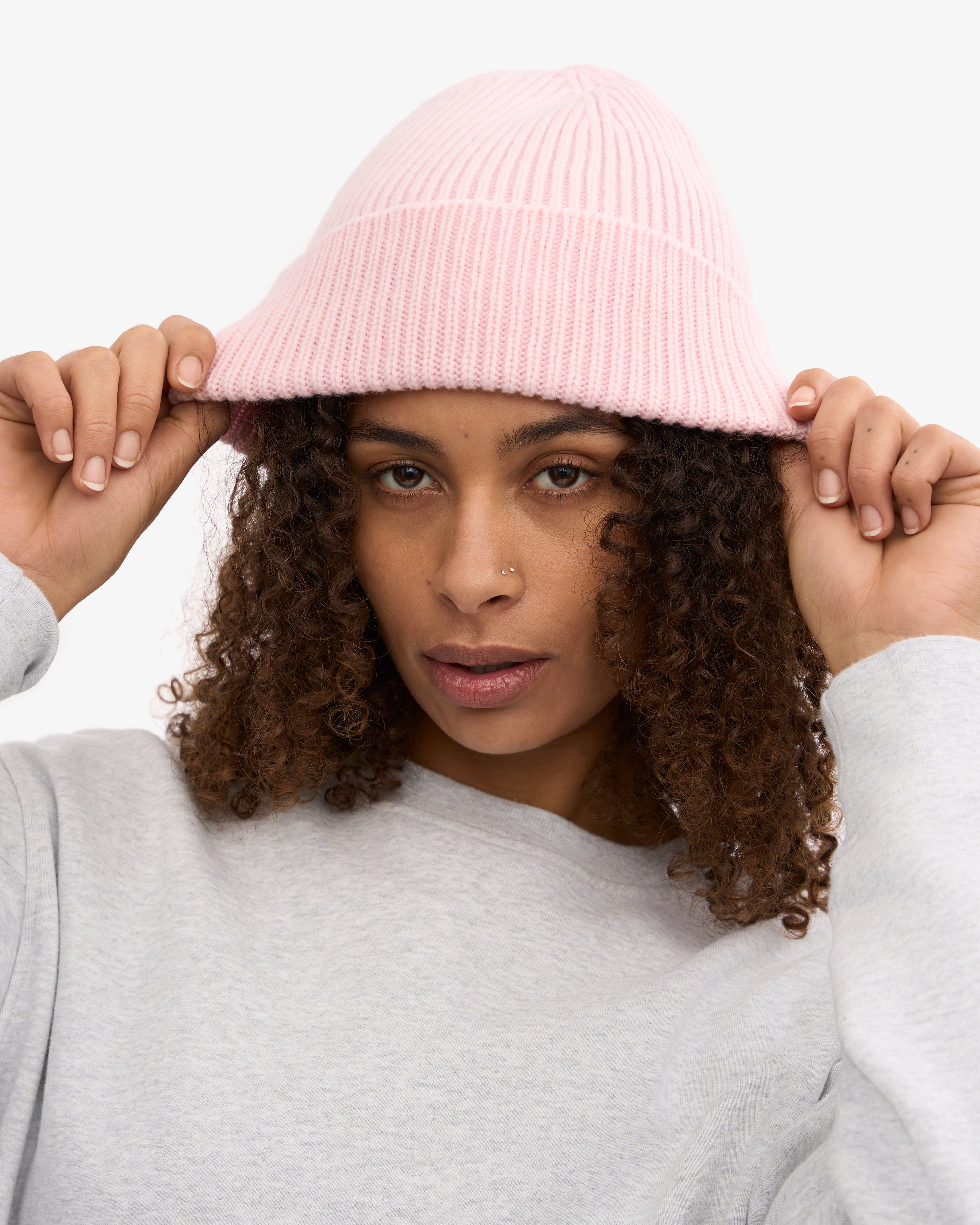 Merino Wool Beanie - Faded Pink