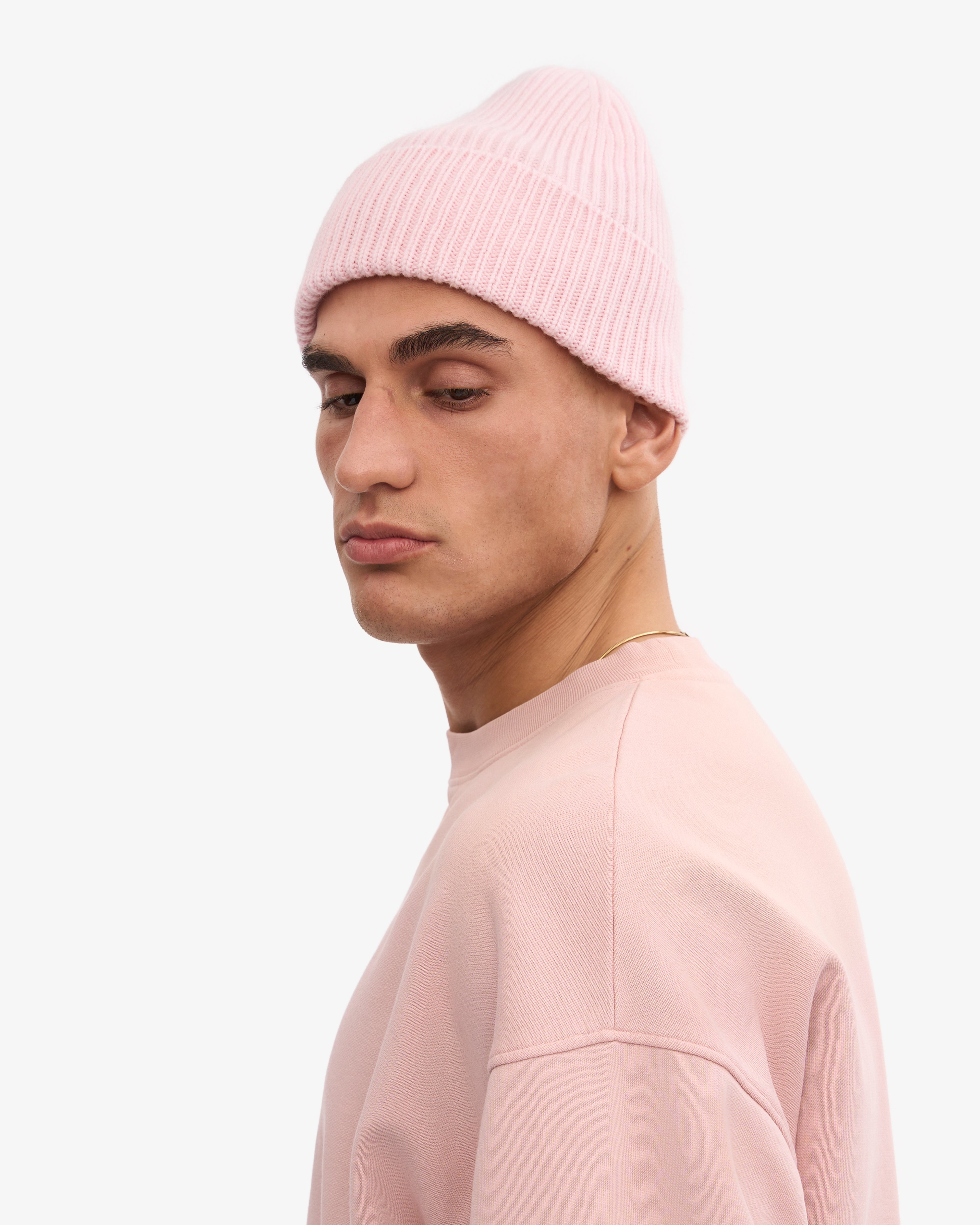 Merino Wool Beanie - Faded Pink One Size
