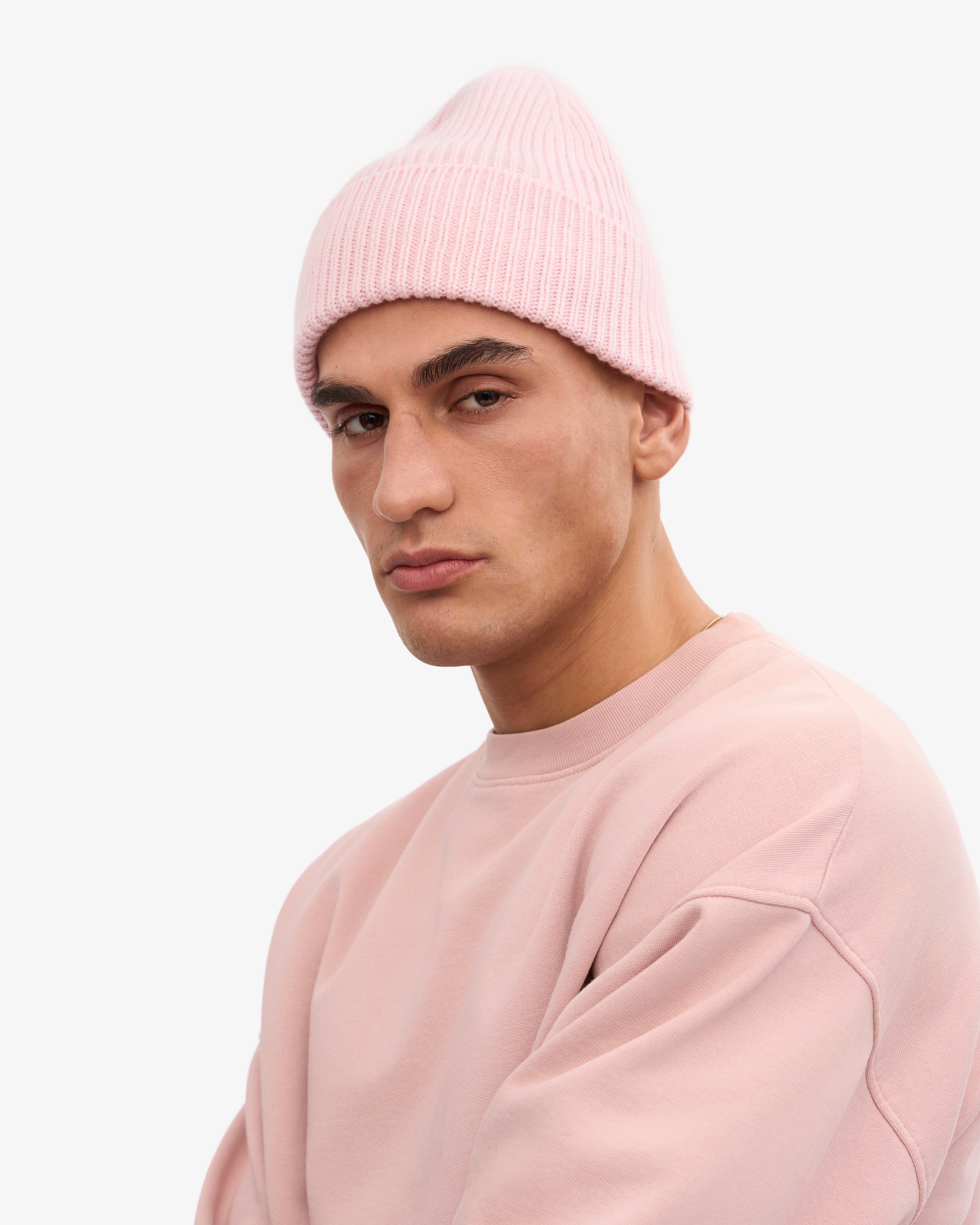 Merino Wool Beanie - Faded Pink One Size