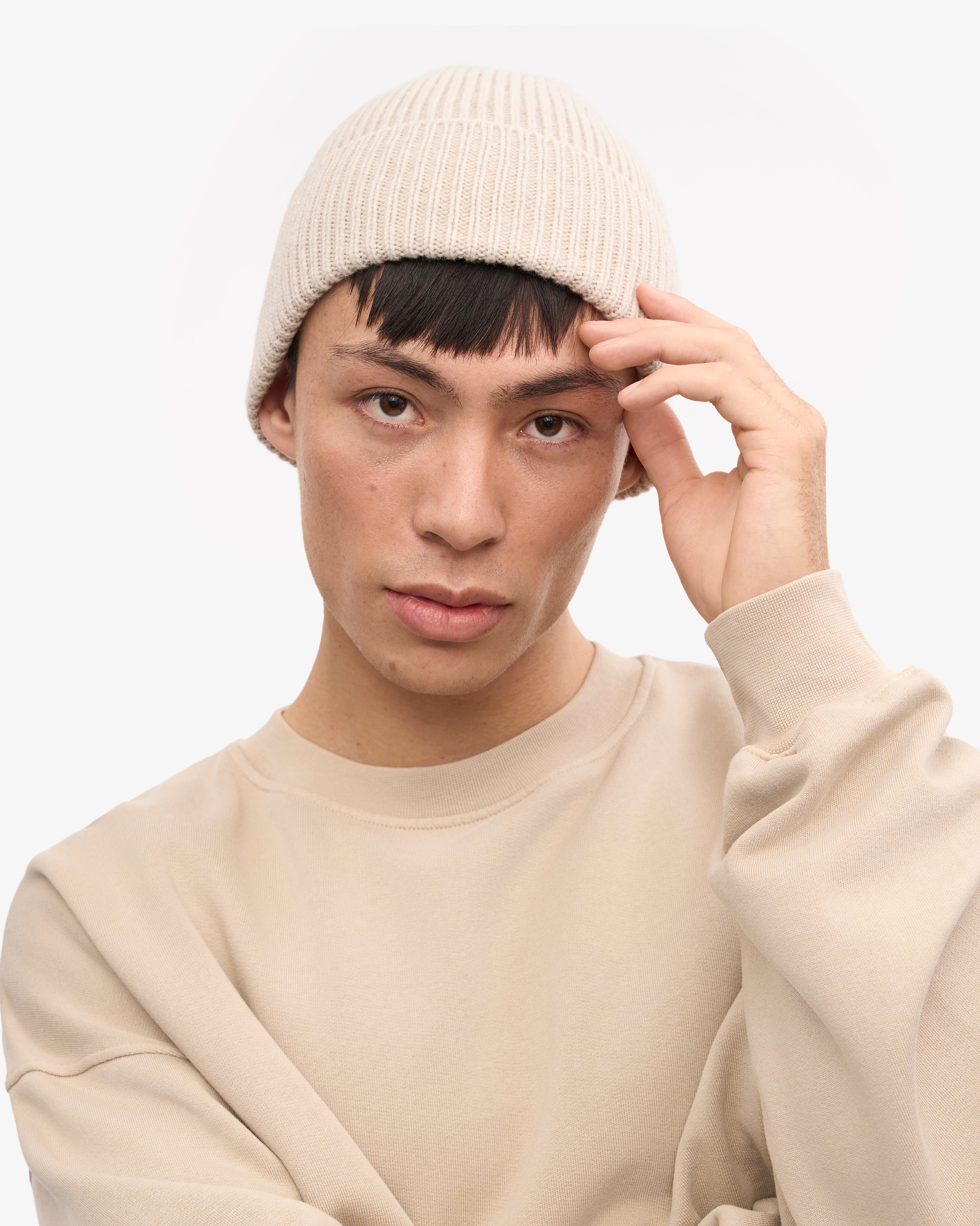 Merino Wool Beanie & Scarf - Ivory White