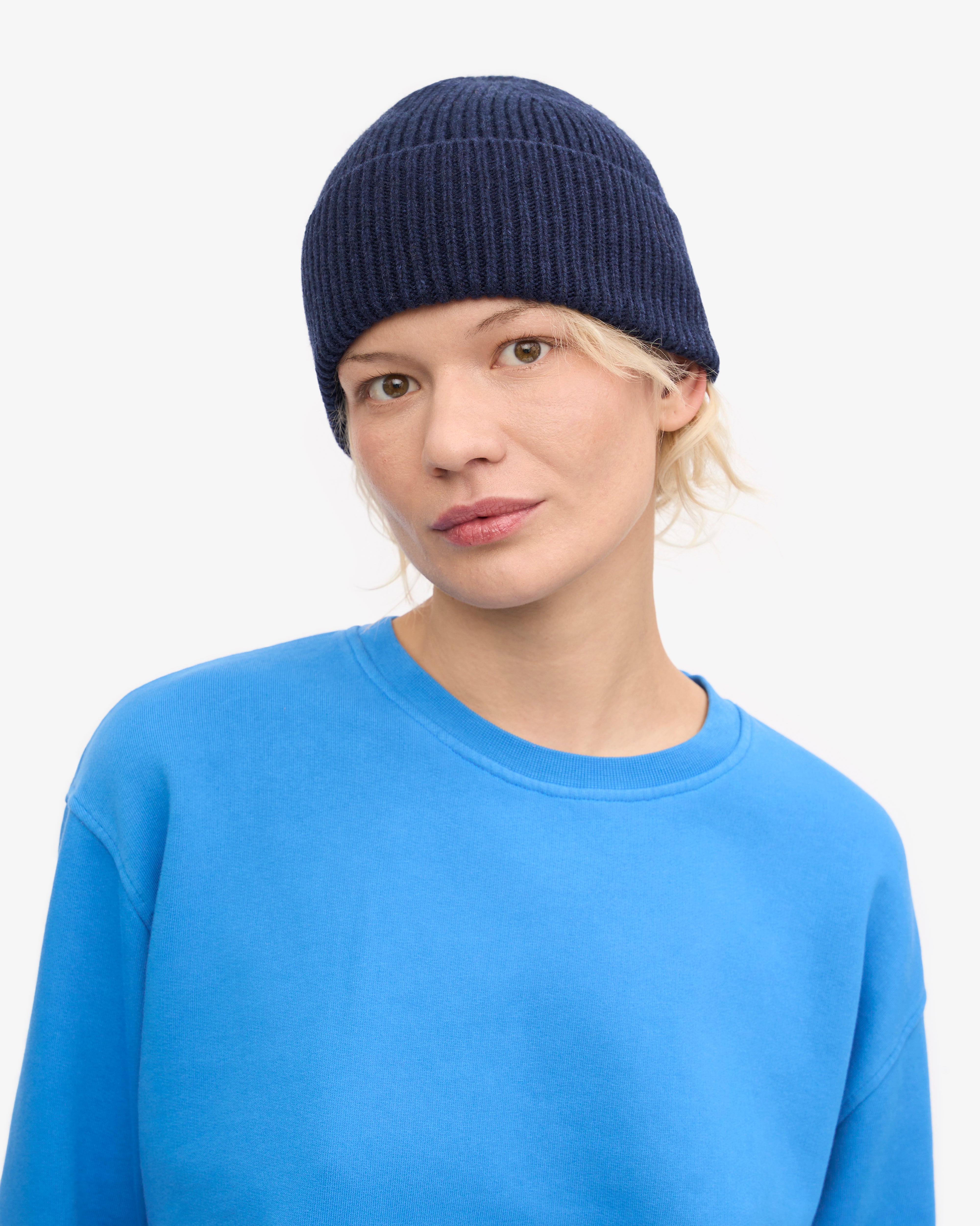 Merino Wool Beanie - Marine Blue