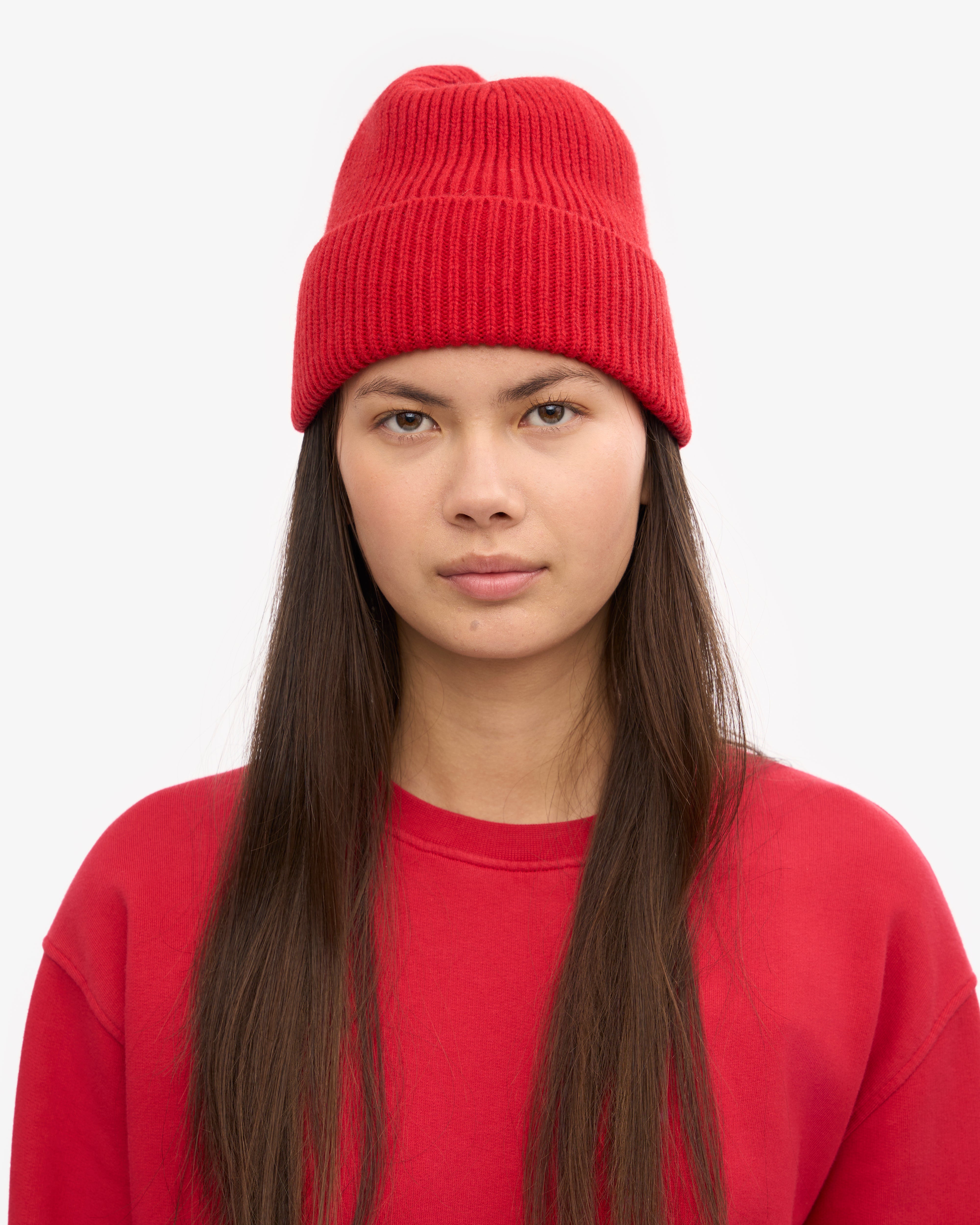 Merino Wool Beanie - Scarlet Red