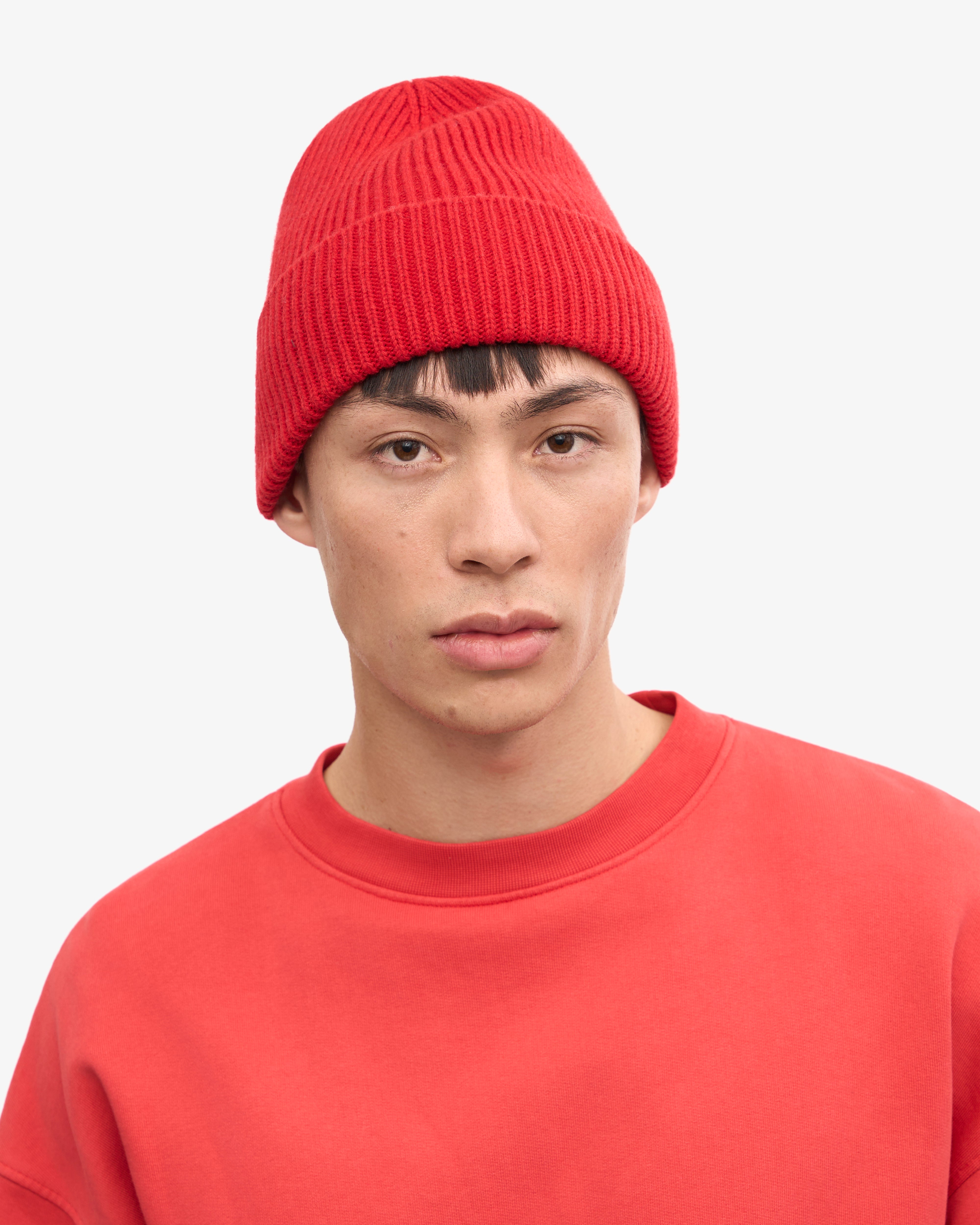 Merino Wool Beanie - Scarlet Red