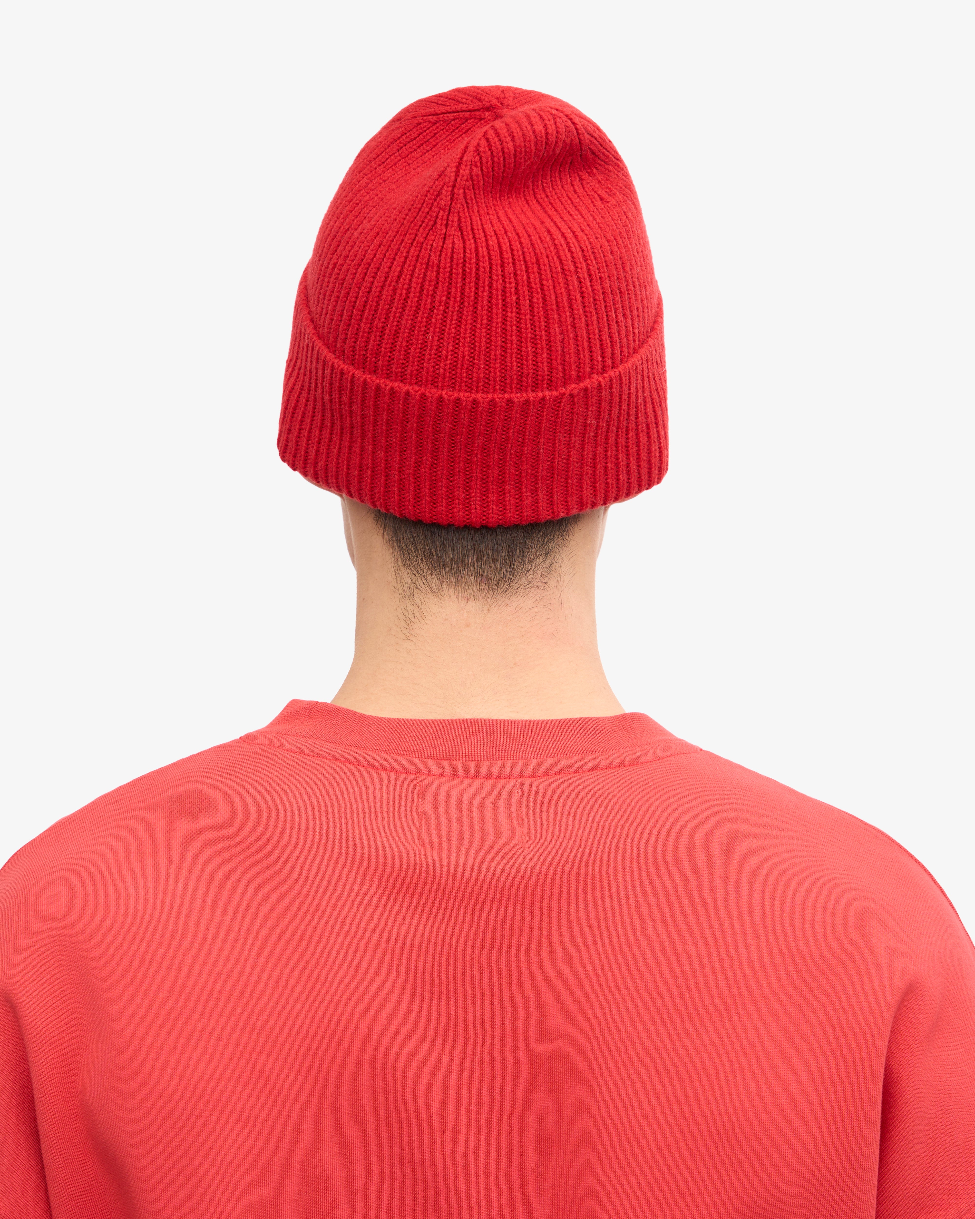 Merino Wool Beanie - Scarlet Red
