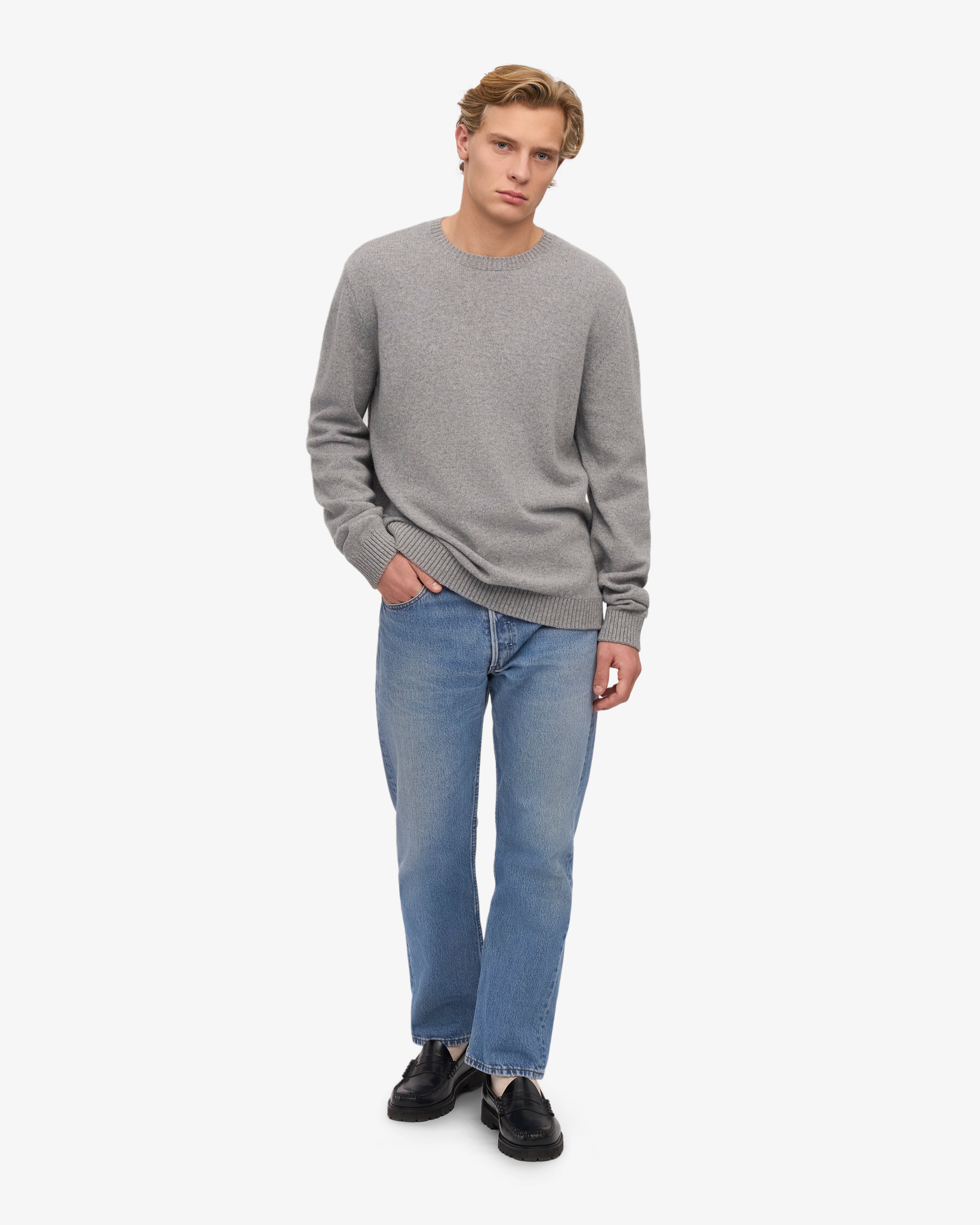 Classic Merino Wool Crew - Heather Grey