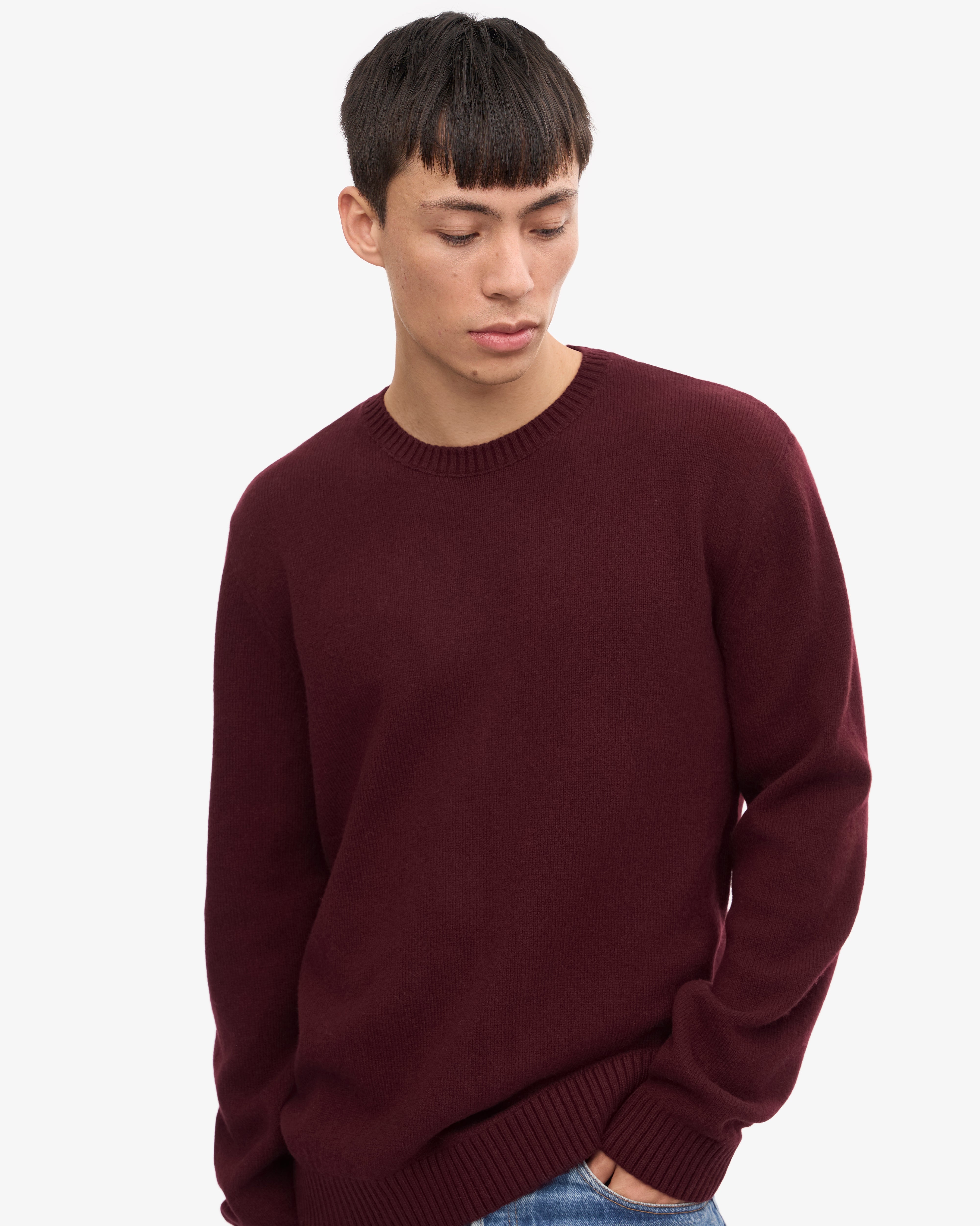 Classic Merino Wool Crew - Oxblood Red
