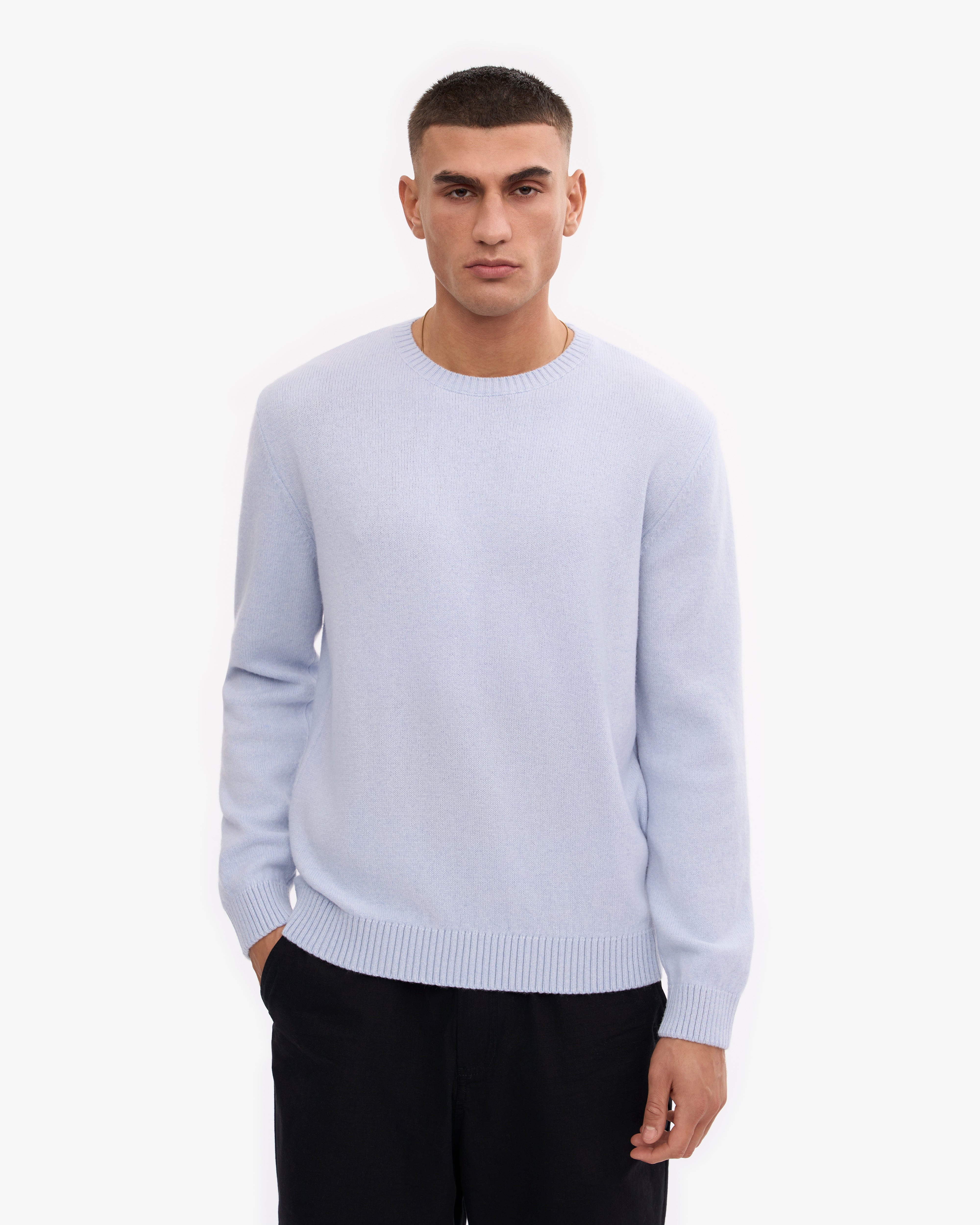 Classic Merino Wool Crew - Polar Blue