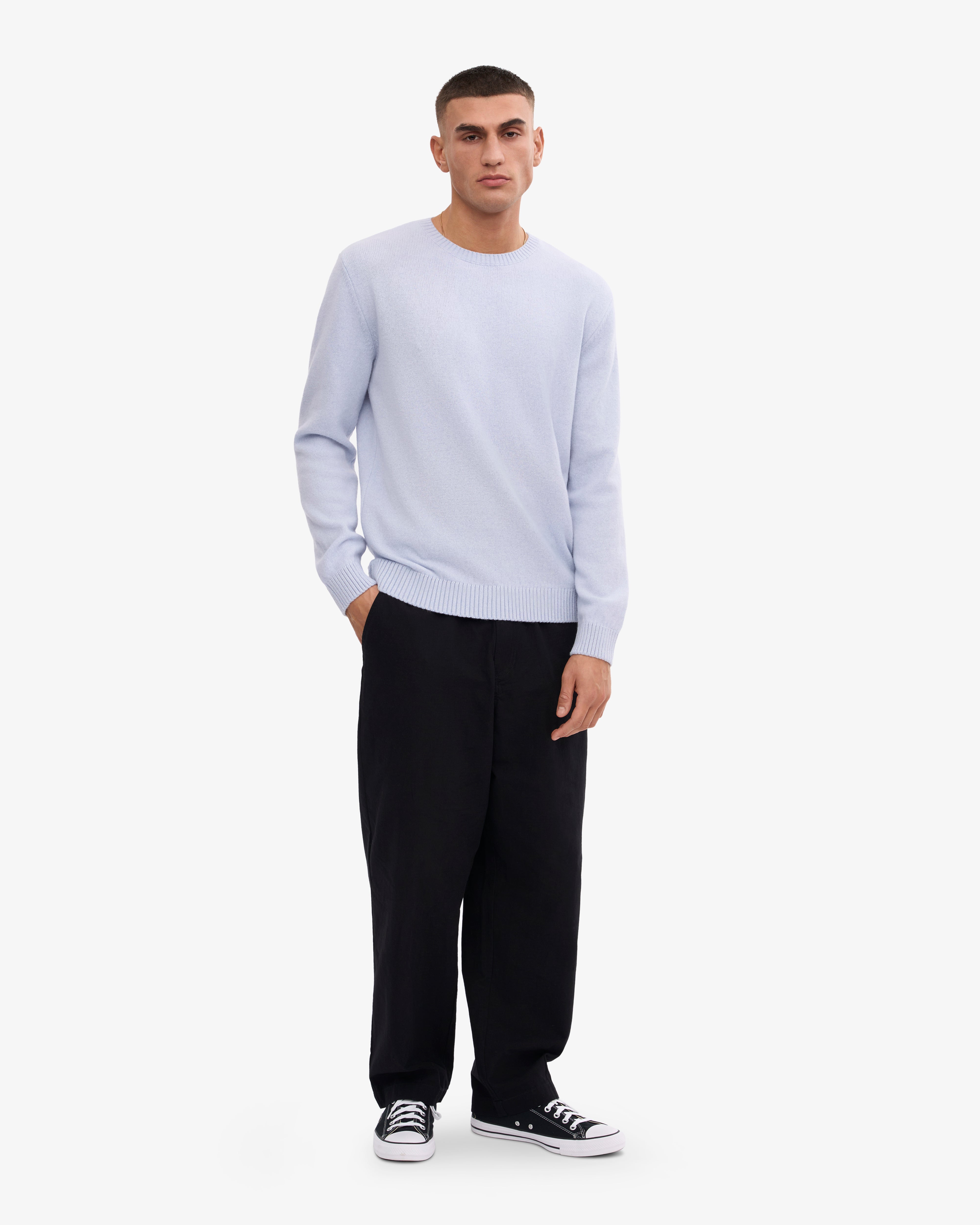 Classic Merino Wool Crew - Polar Blue