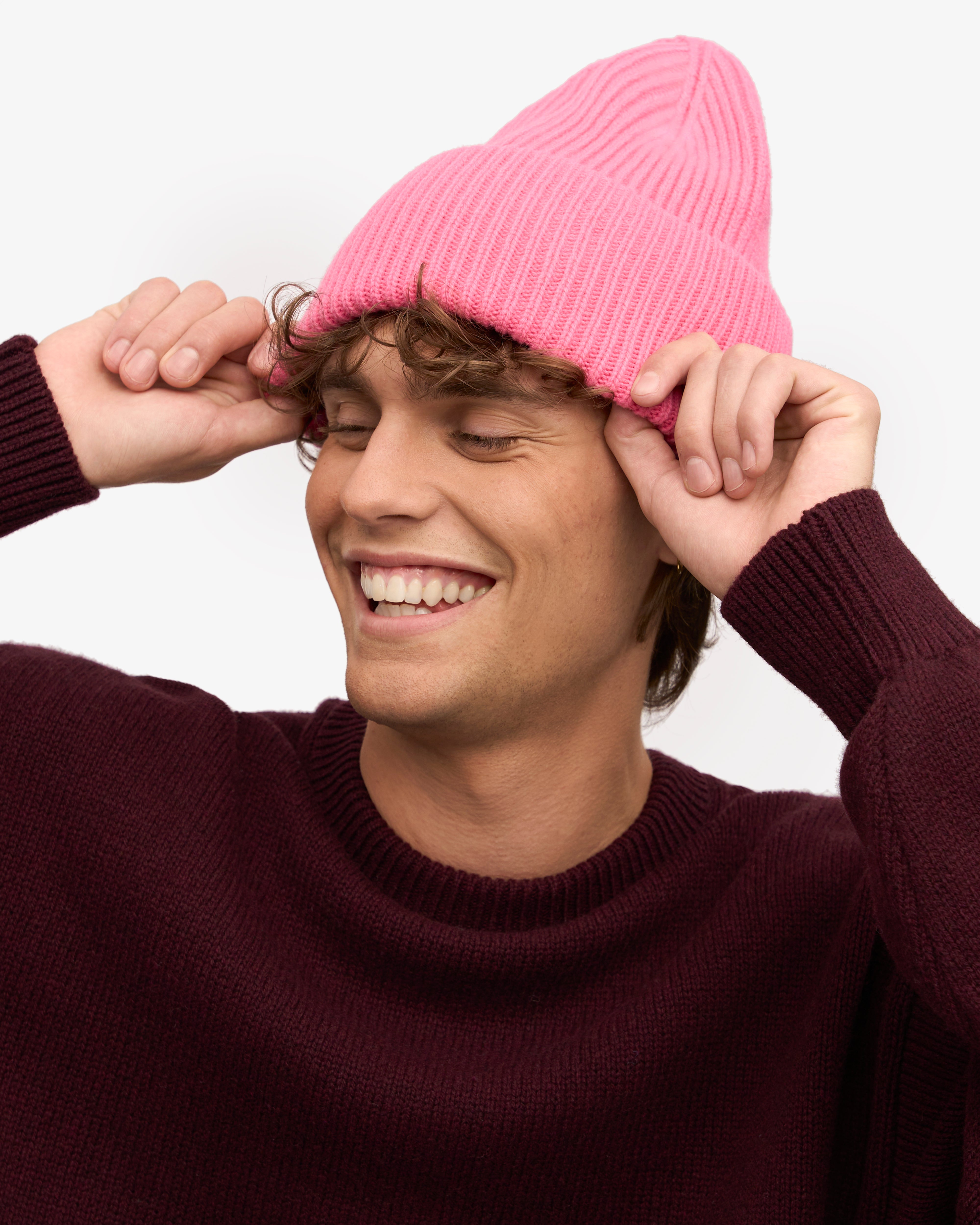 Merino Wool Hat - Bubblegum Pink