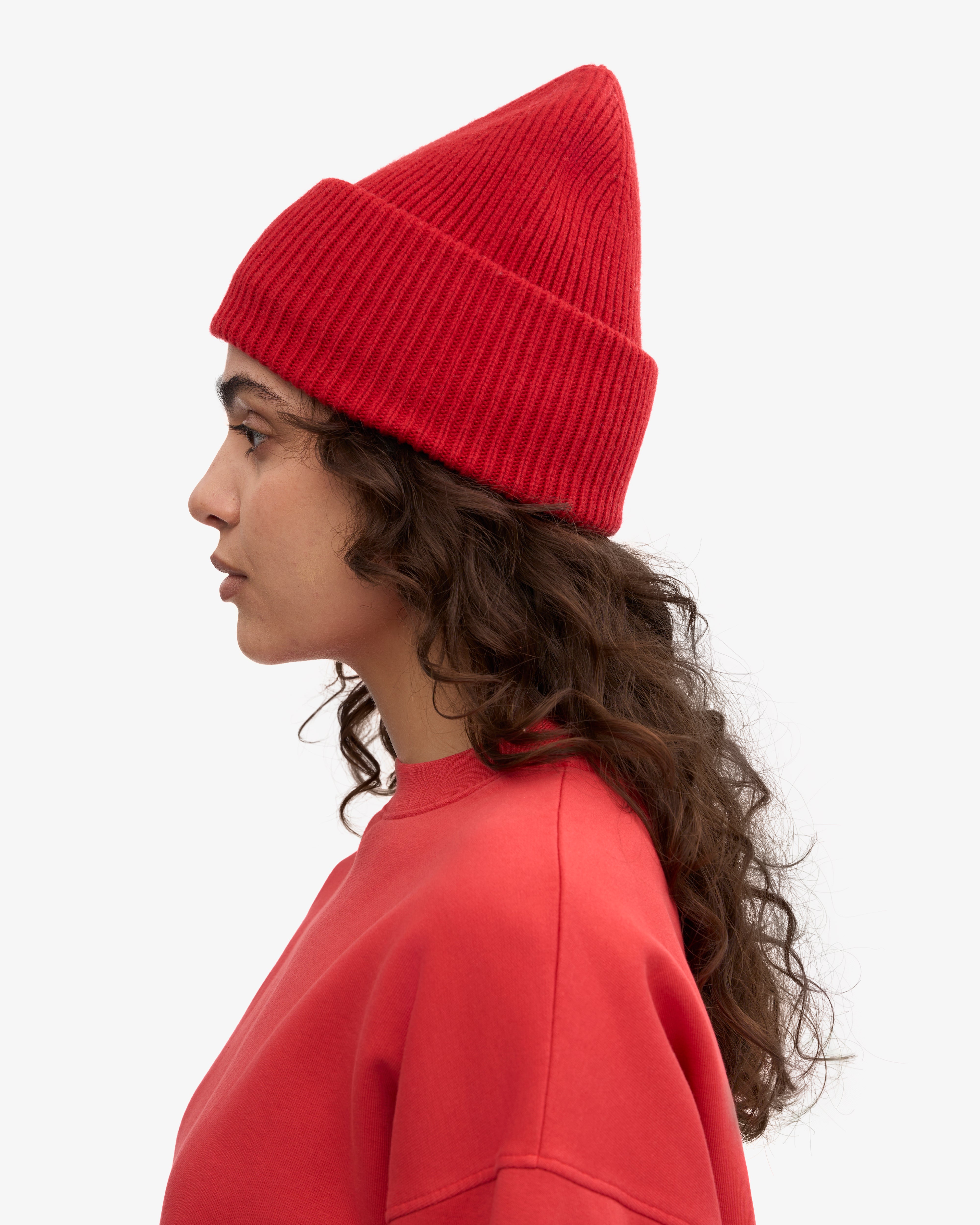 Merino Wool Hat - Scarlet Red One Size
