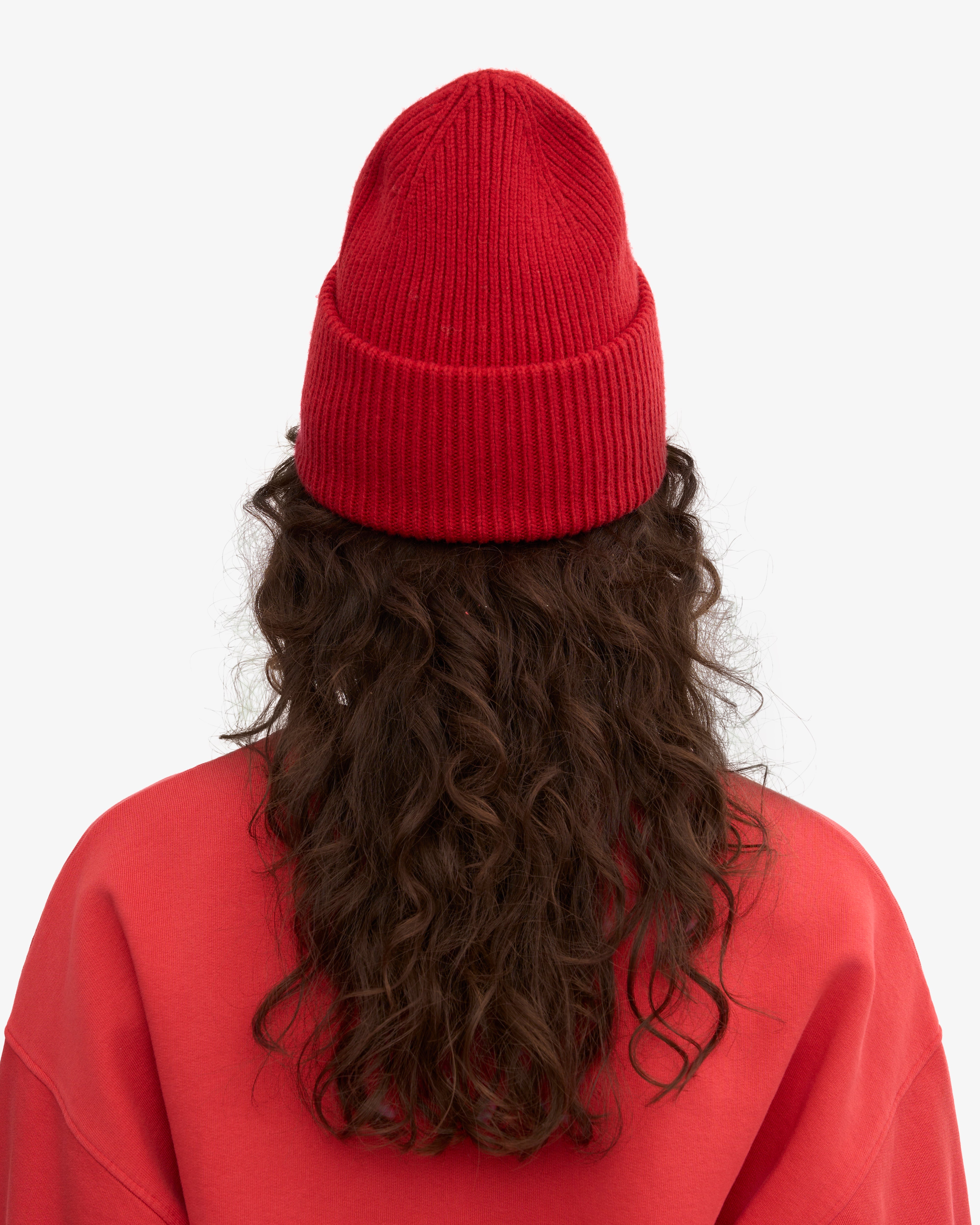 Merino Wool Hat - Scarlet Red One Size