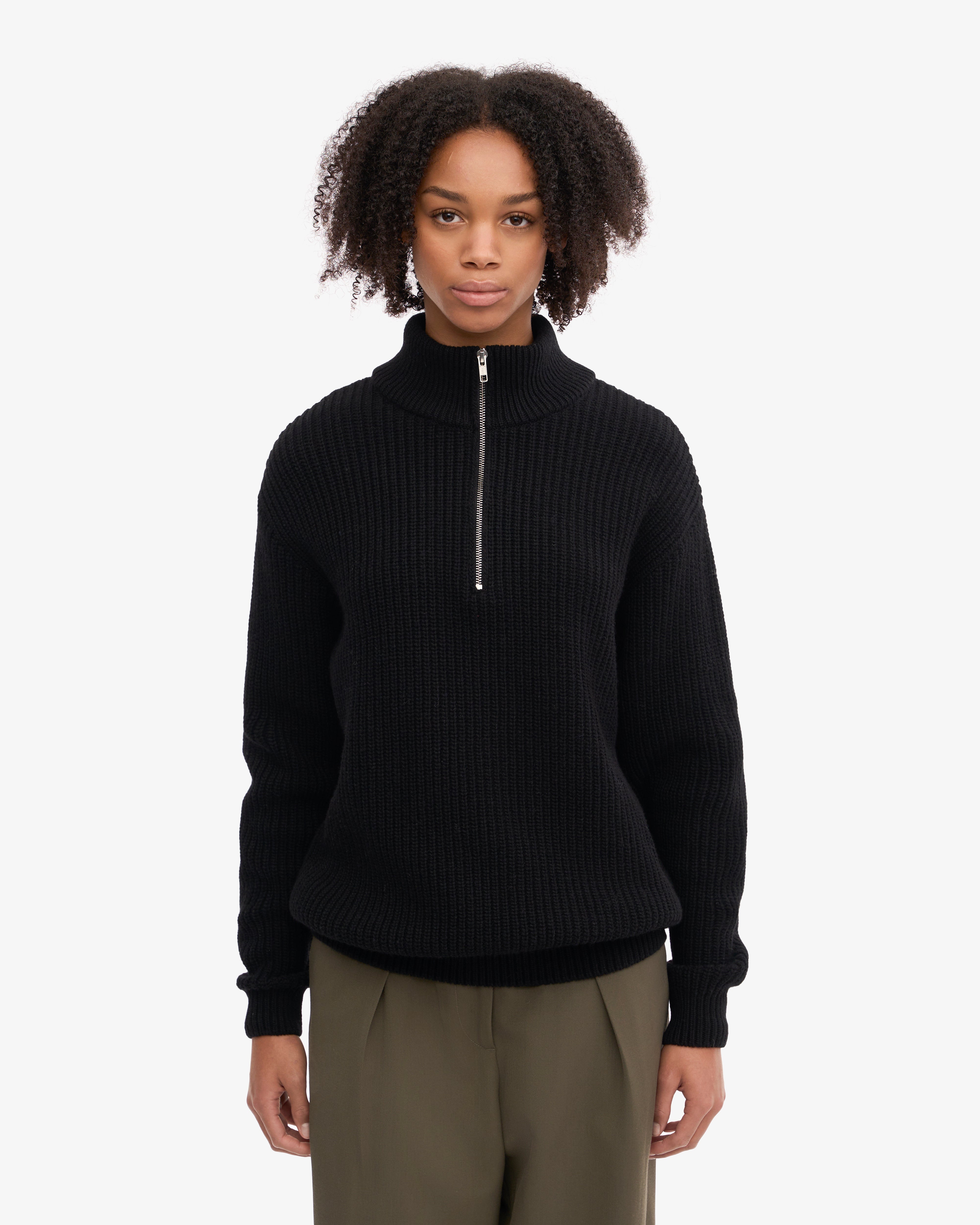 Merino Quarter Zip - Deep Black