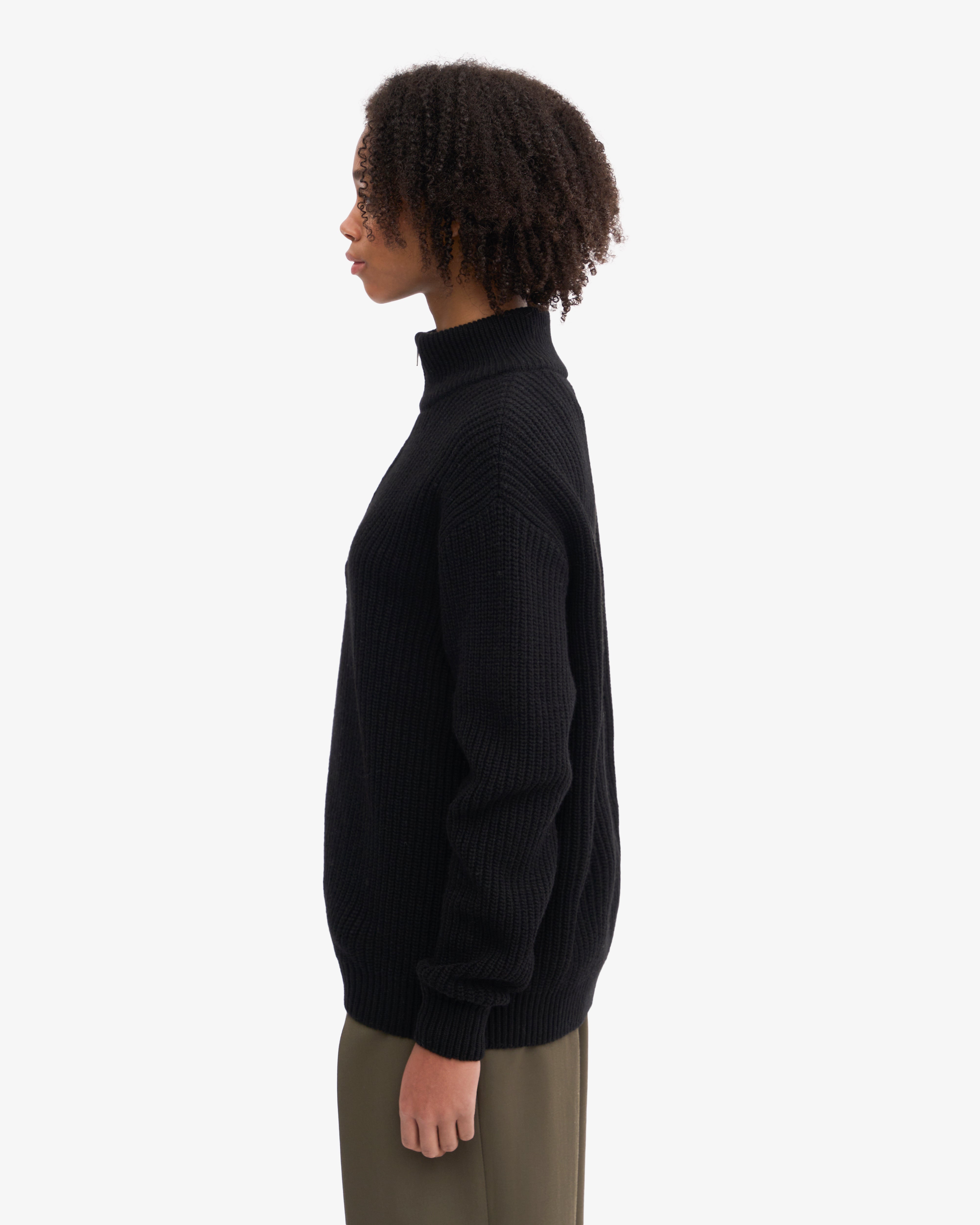 Merino Quarter Zip - Deep Black