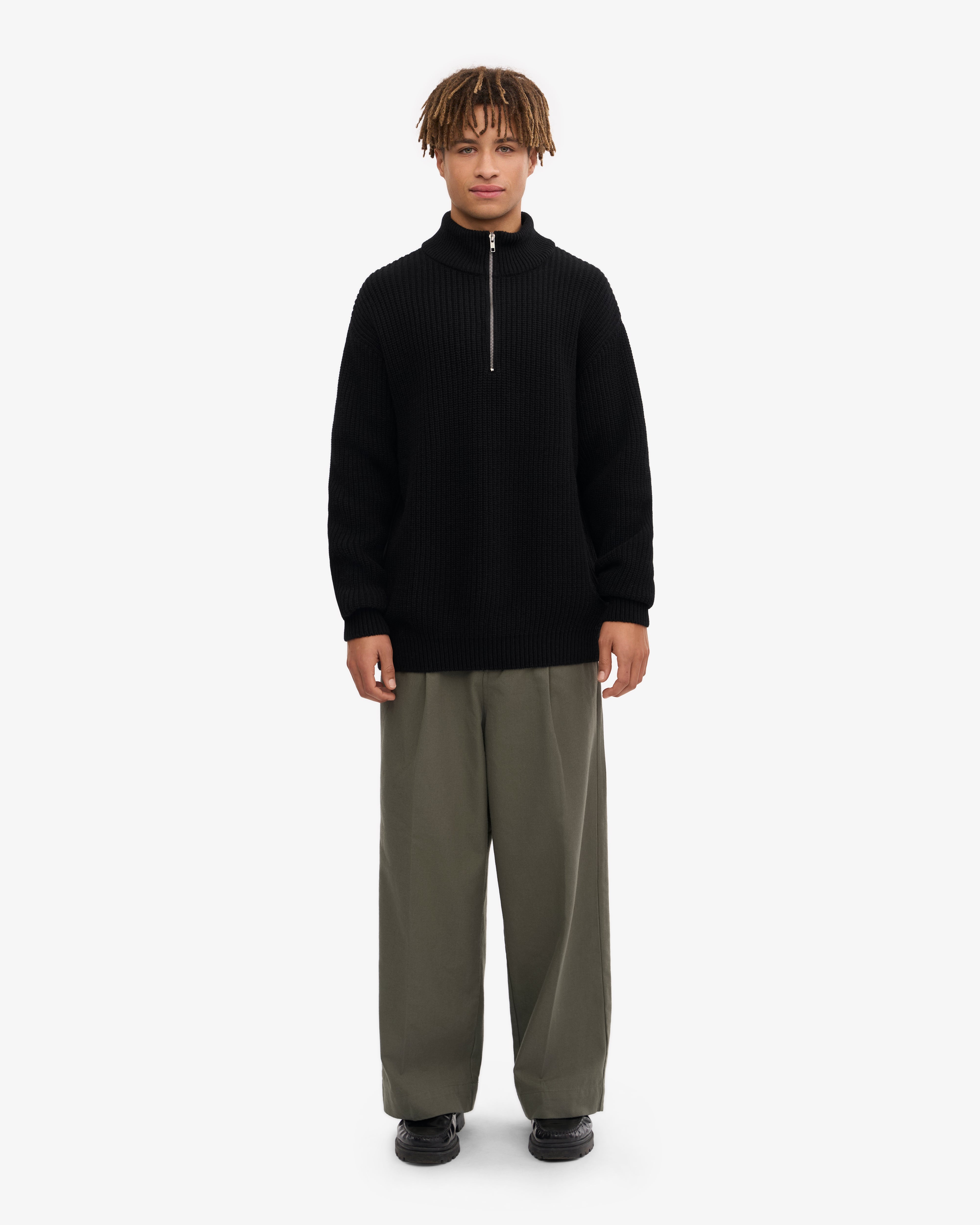 Merino Quarter Zip - Deep Black