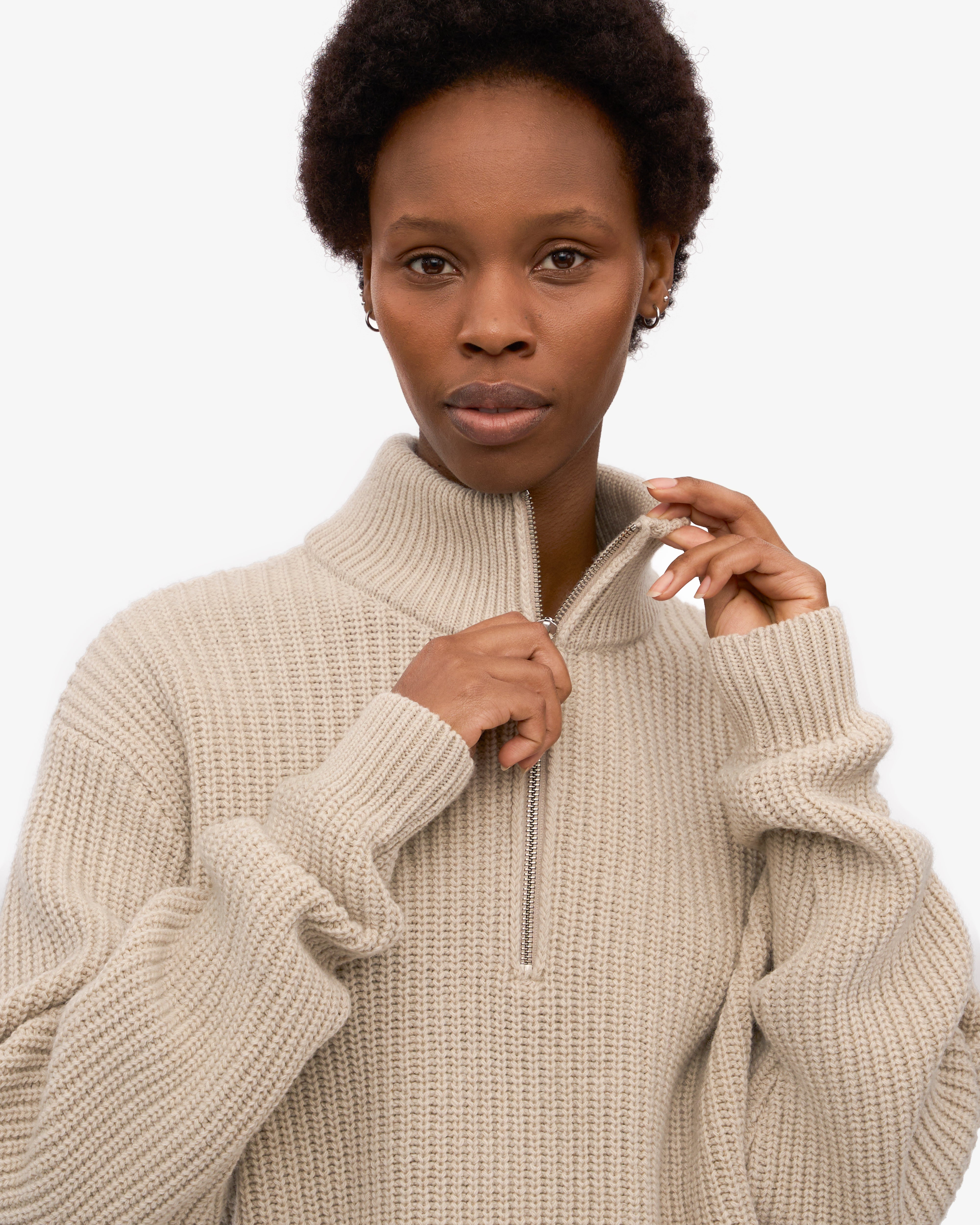Merino Quarter Zip - Ivory White