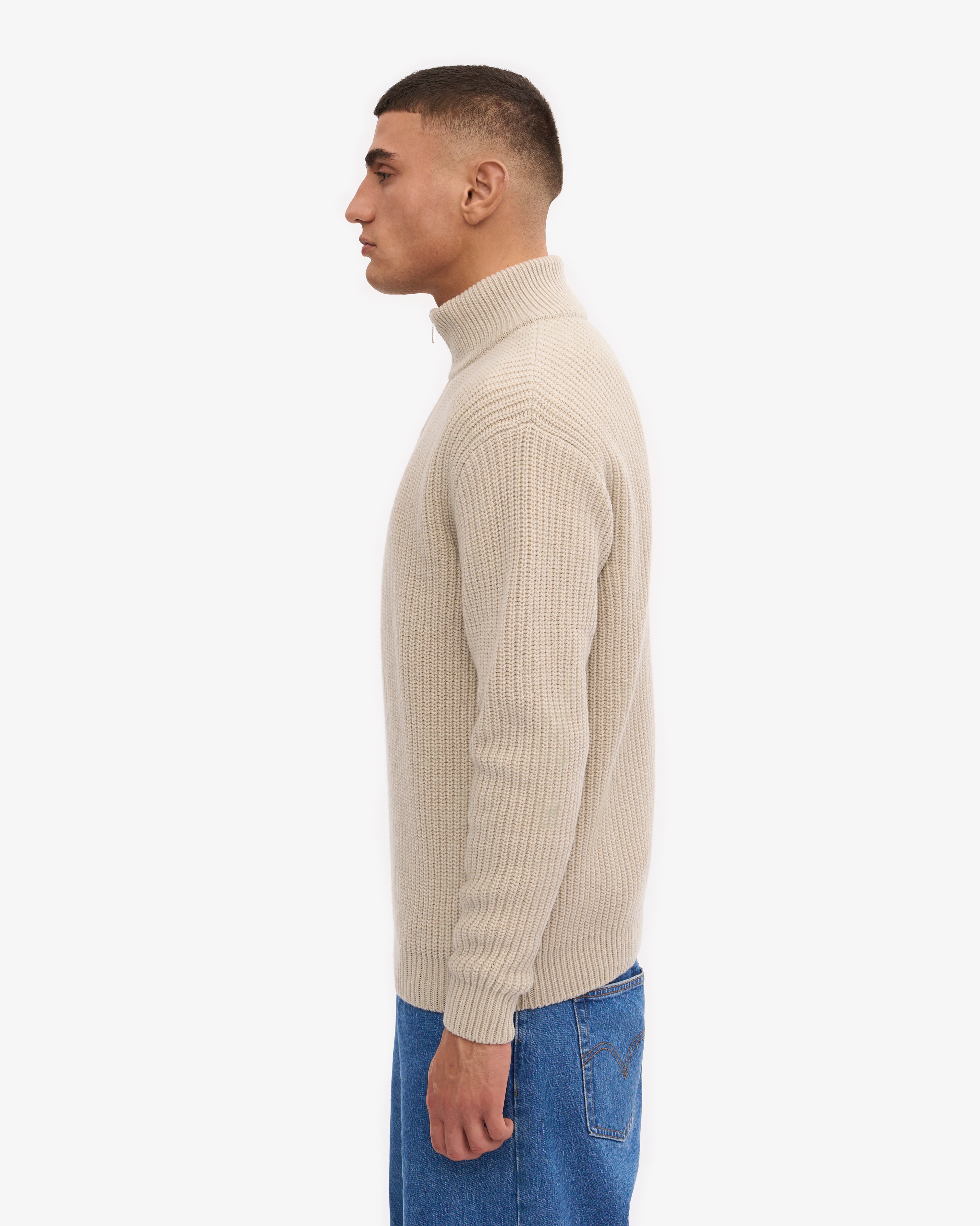 Merino Quarter Zip - Ivory White