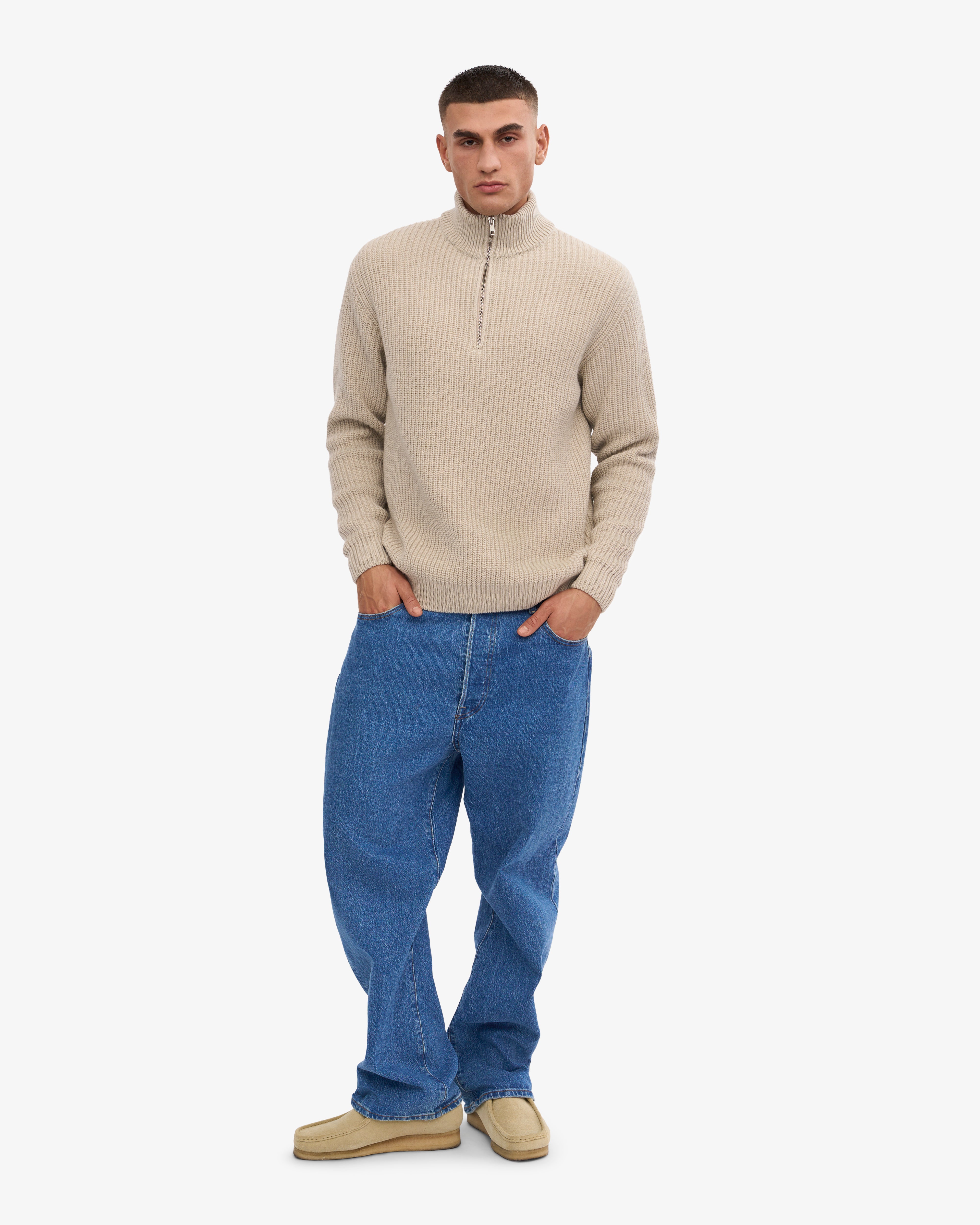 Merino Quarter Zip - Ivory White
