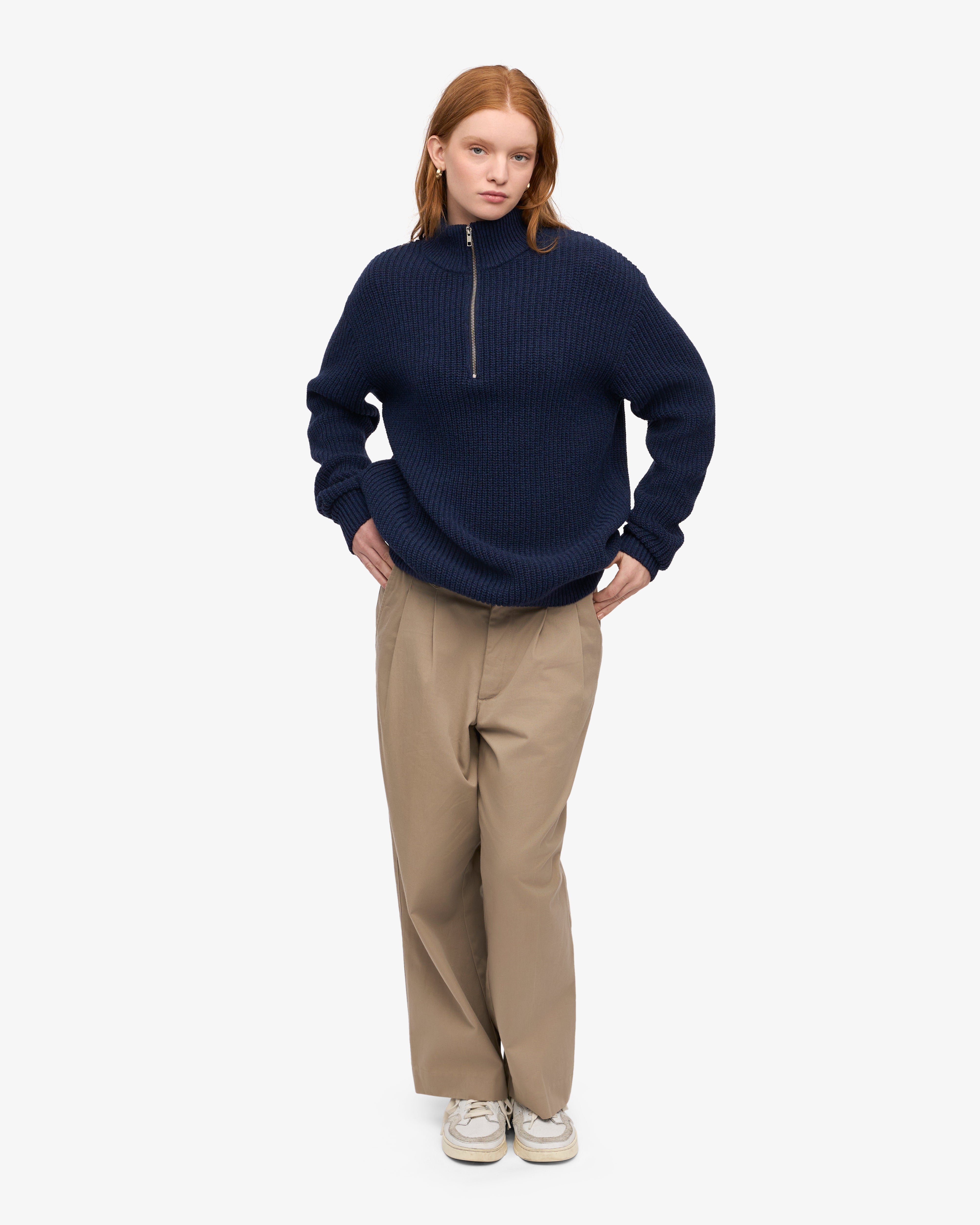 Merino Quarter Zip - Marine Blue