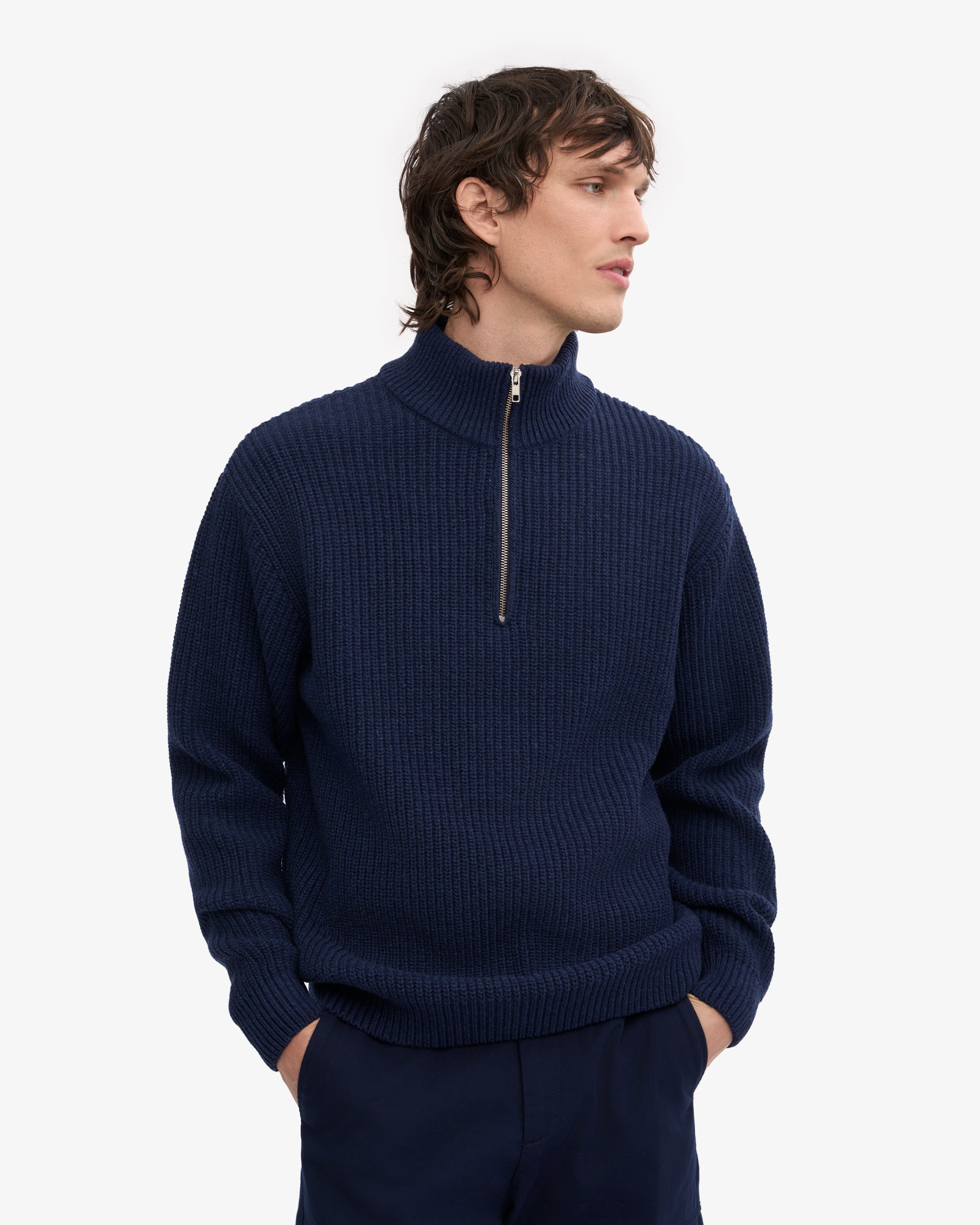 Merino Quarter Zip - Marine Blue