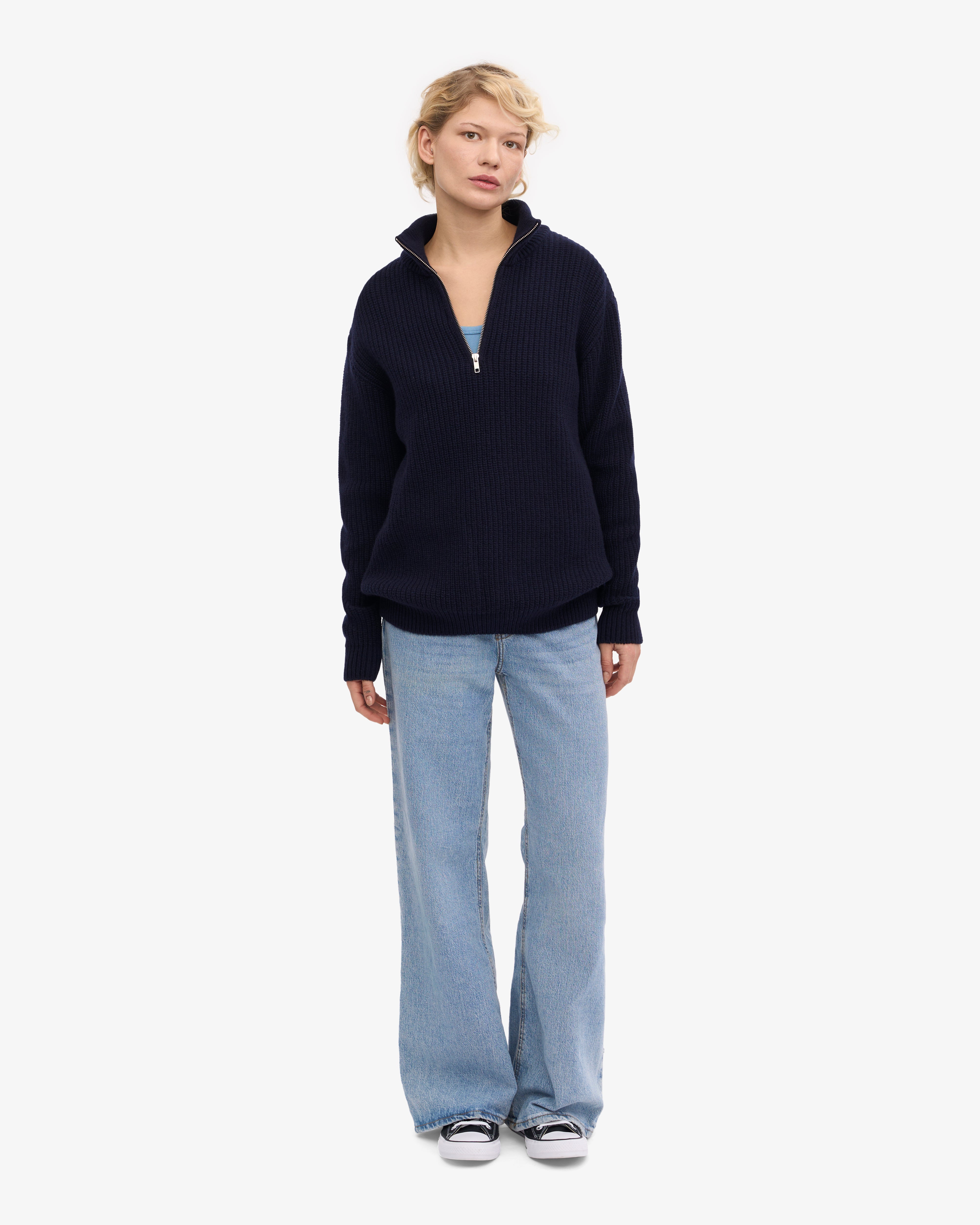 Merino Quarter Zip - Navy Blue