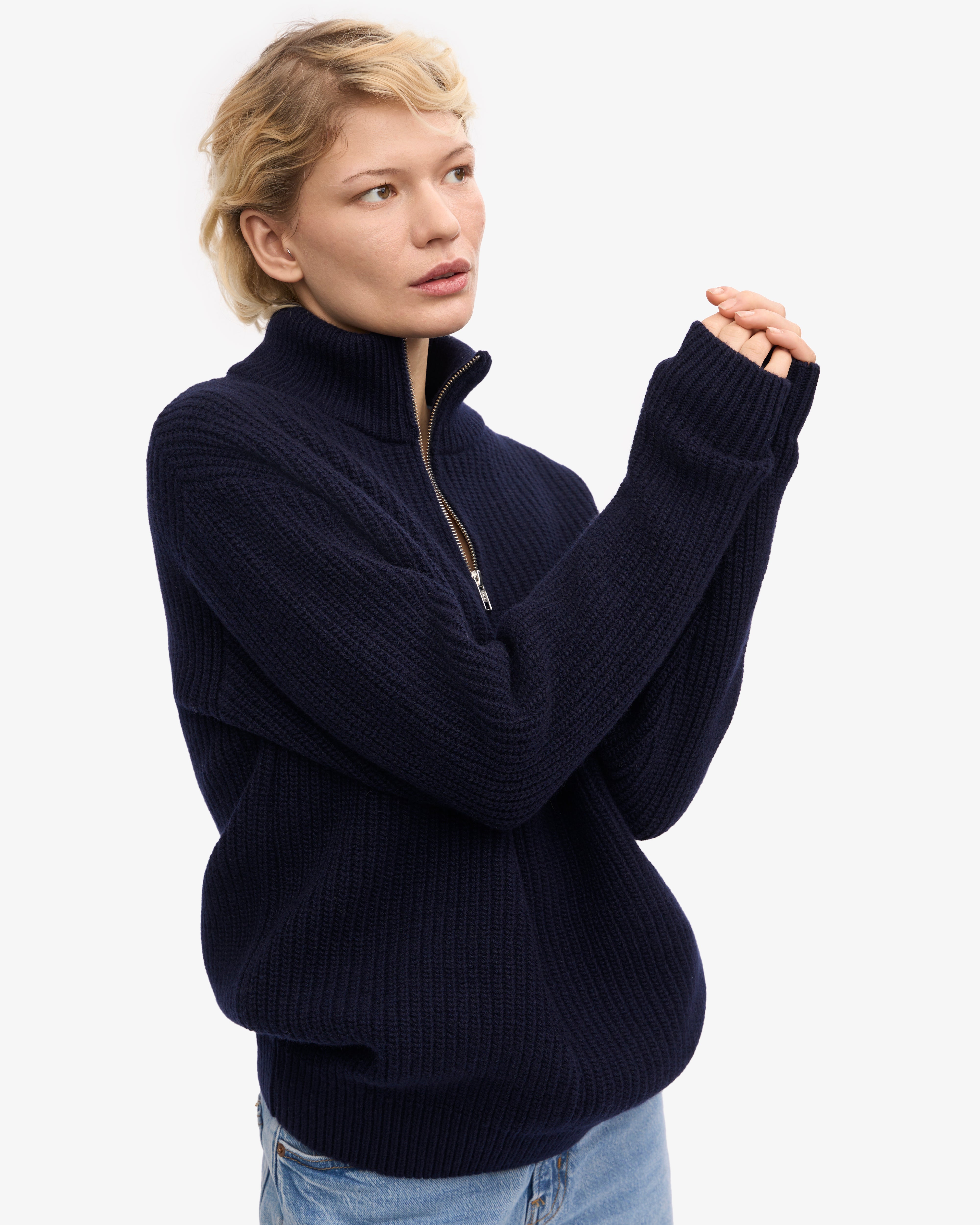 Merino Quarter Zip - Navy Blue