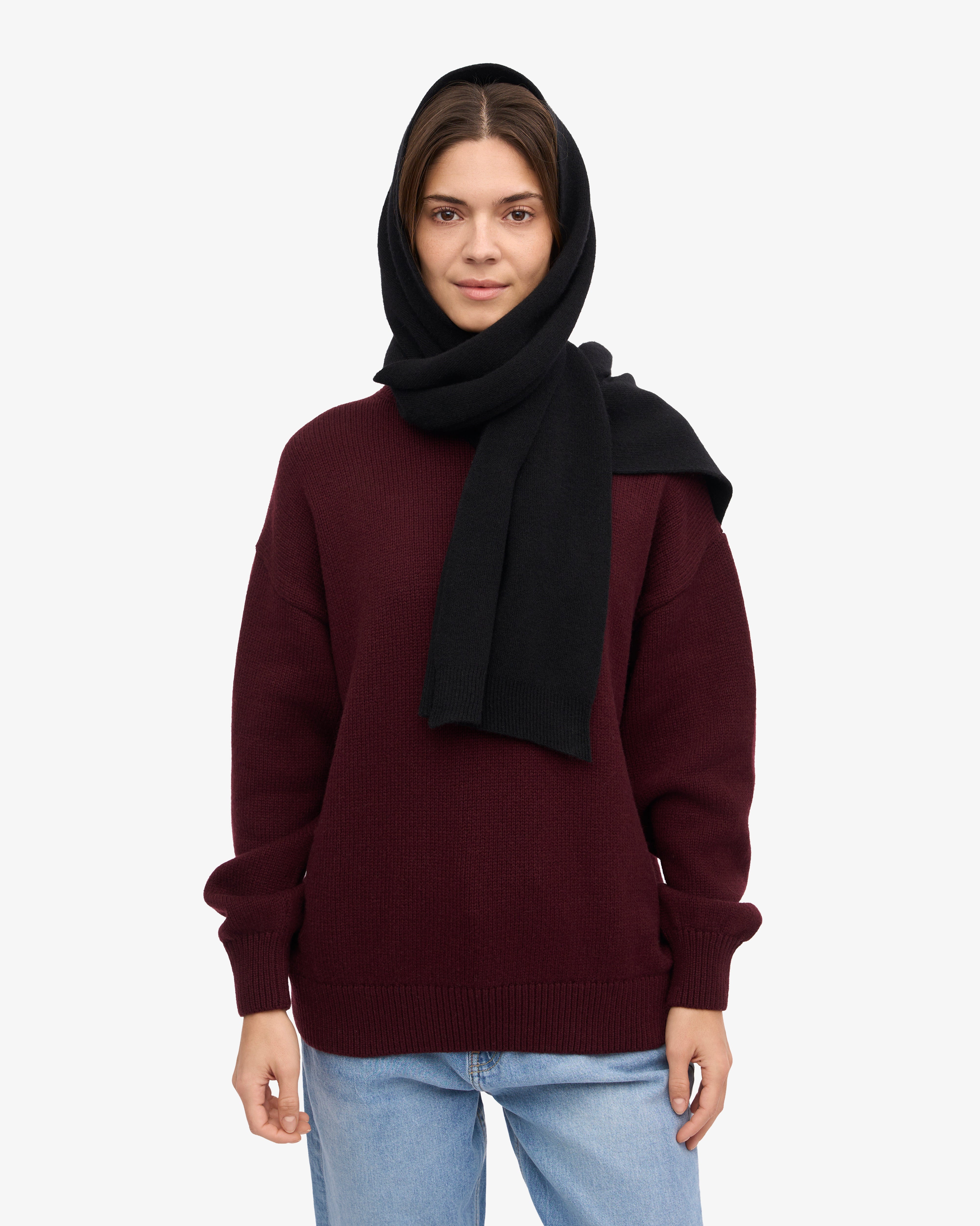 Merino Wool Scarf - Deep Black