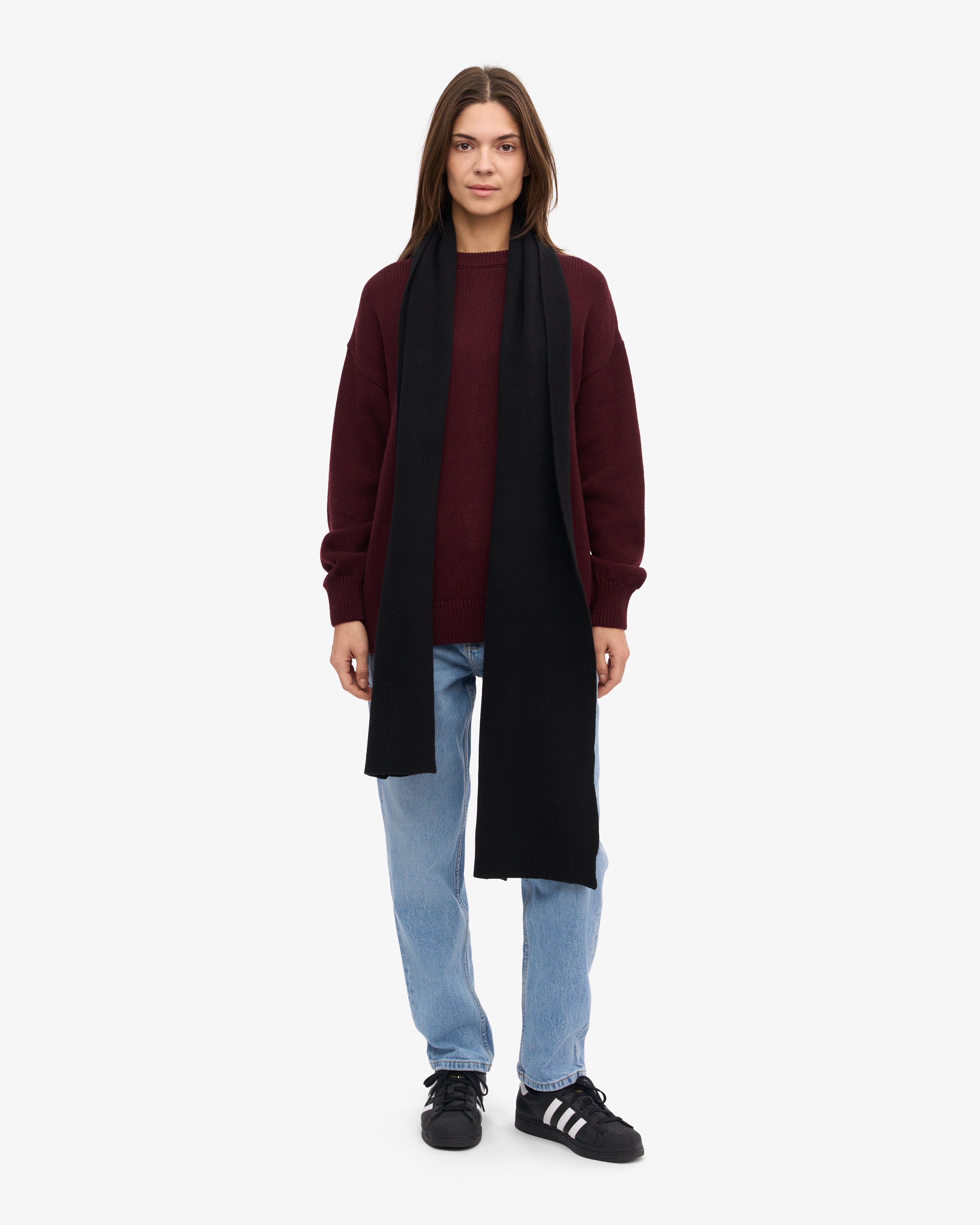 Merino Wool Scarf - Deep Black