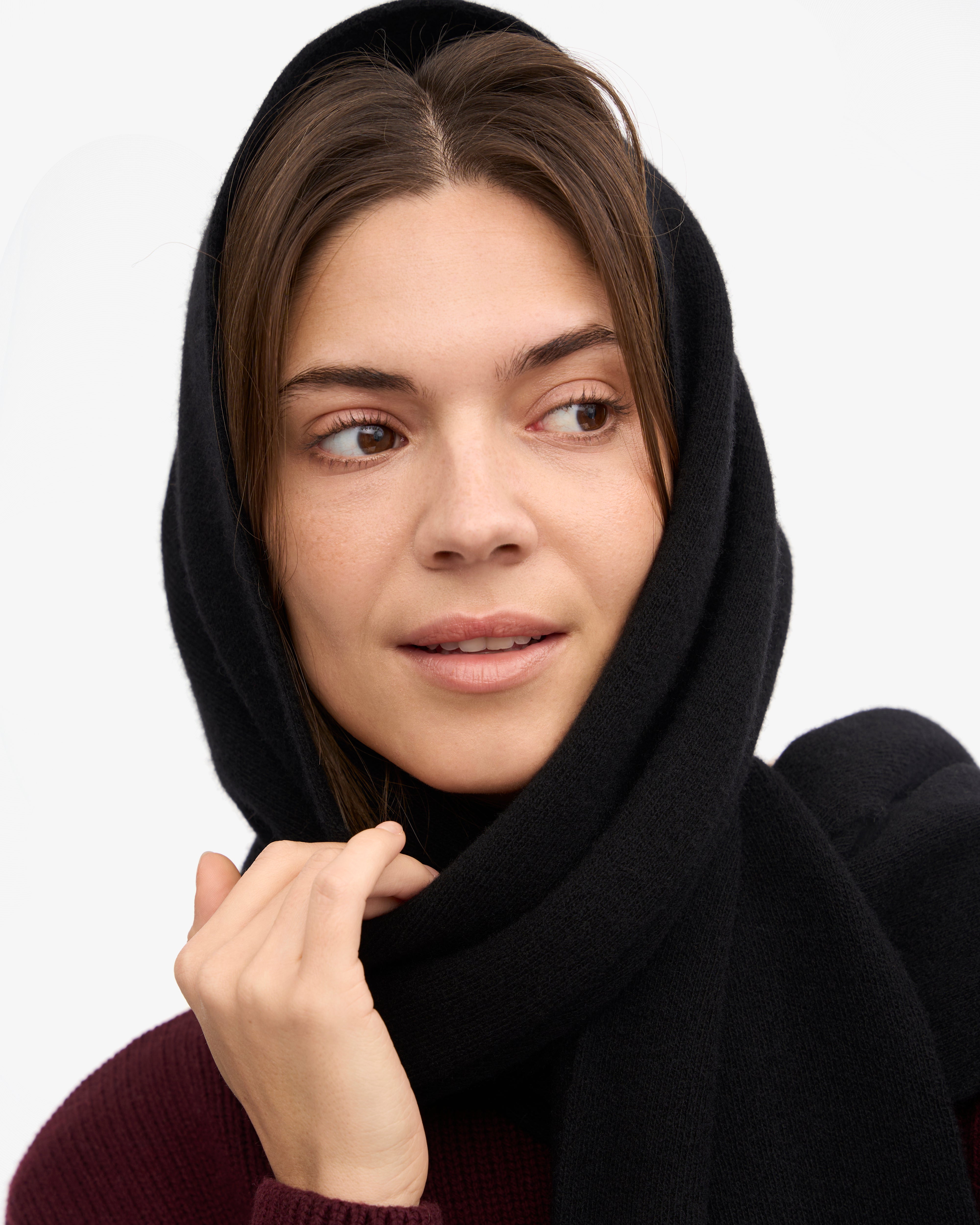 Merino Wool Scarf - Deep Black
