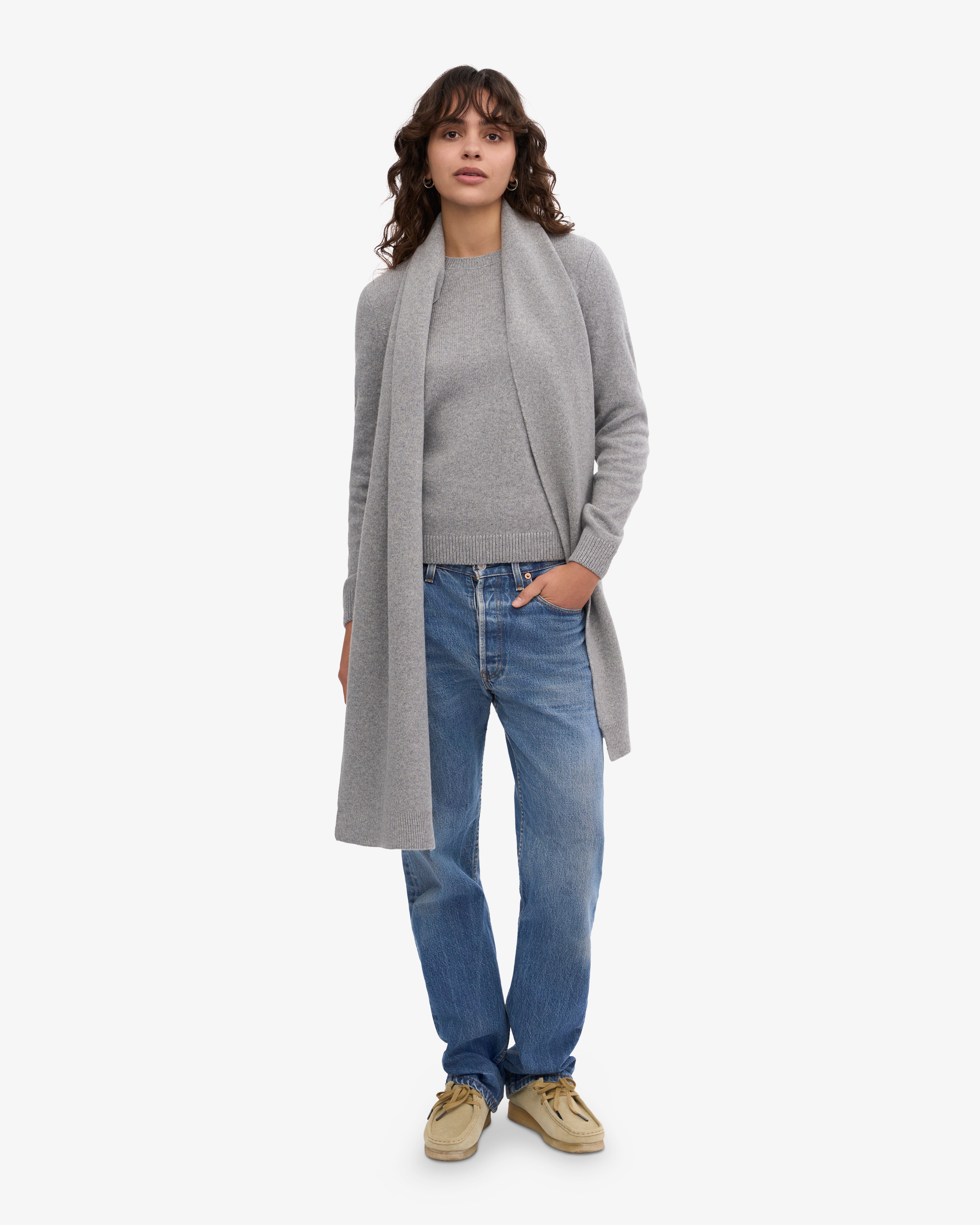 Merino Wool Scarf - Heather Grey One Size