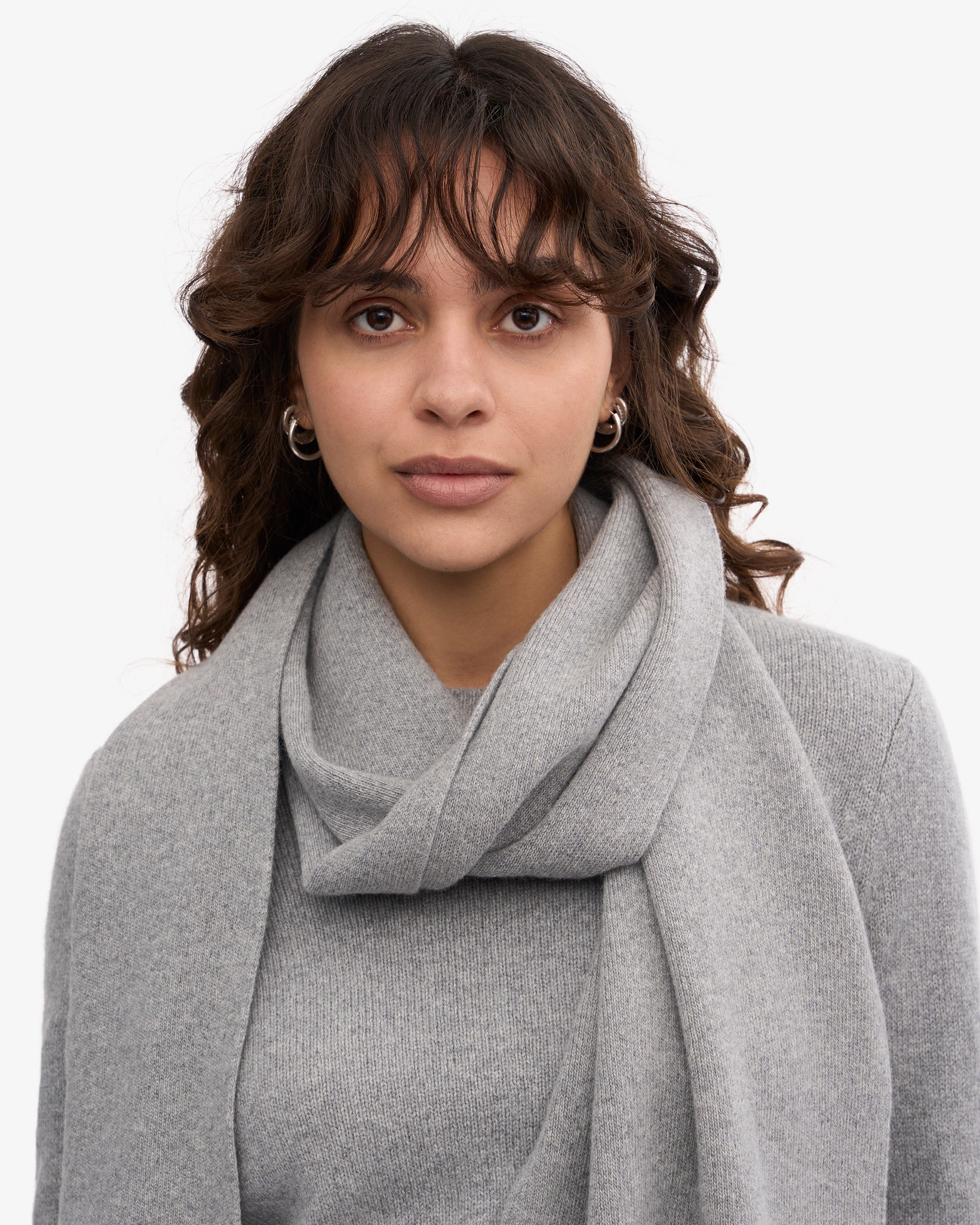 Merino Wool Scarf - Heather Grey One Size