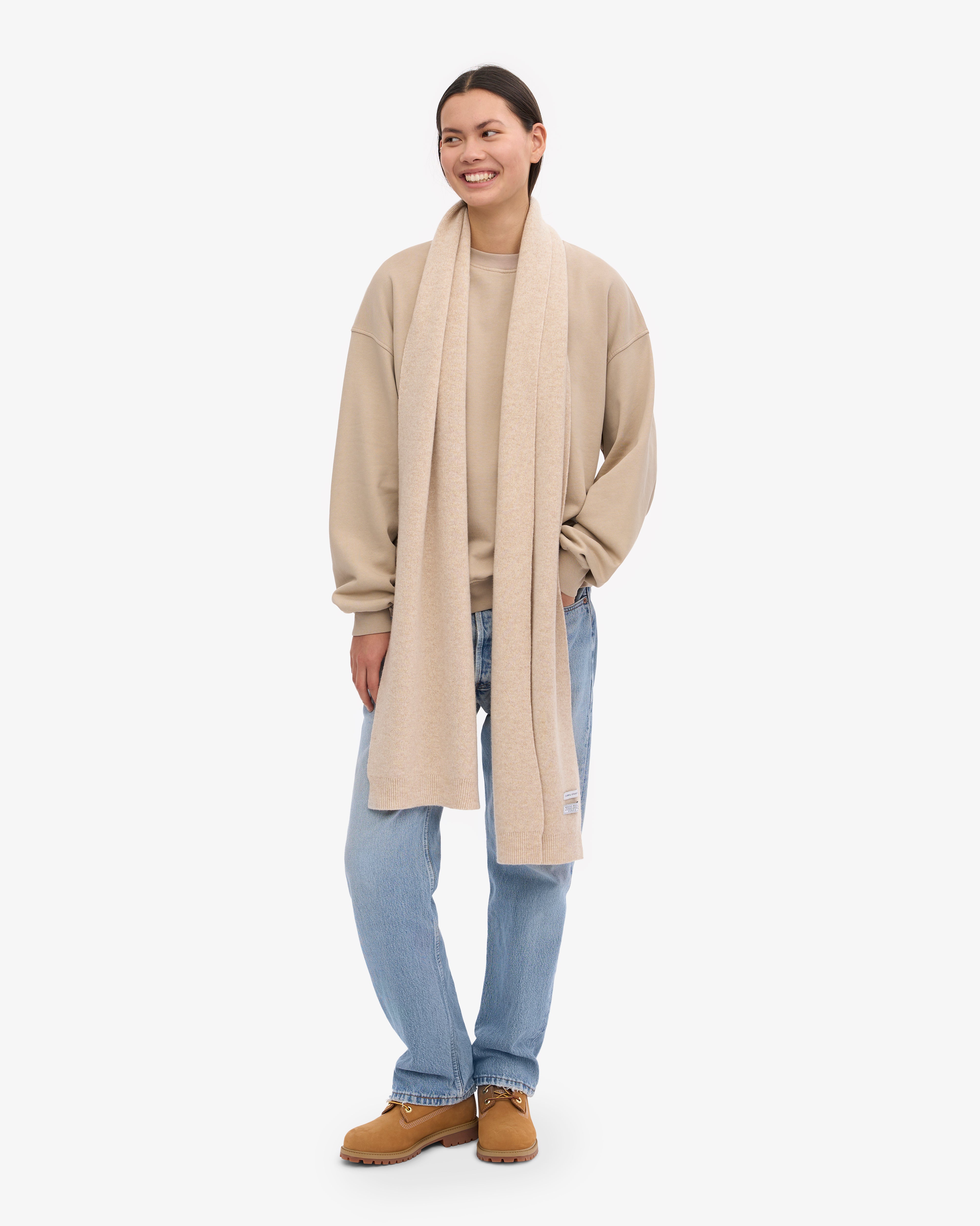 Merino Wool Beanie & Scarf - Ivory White