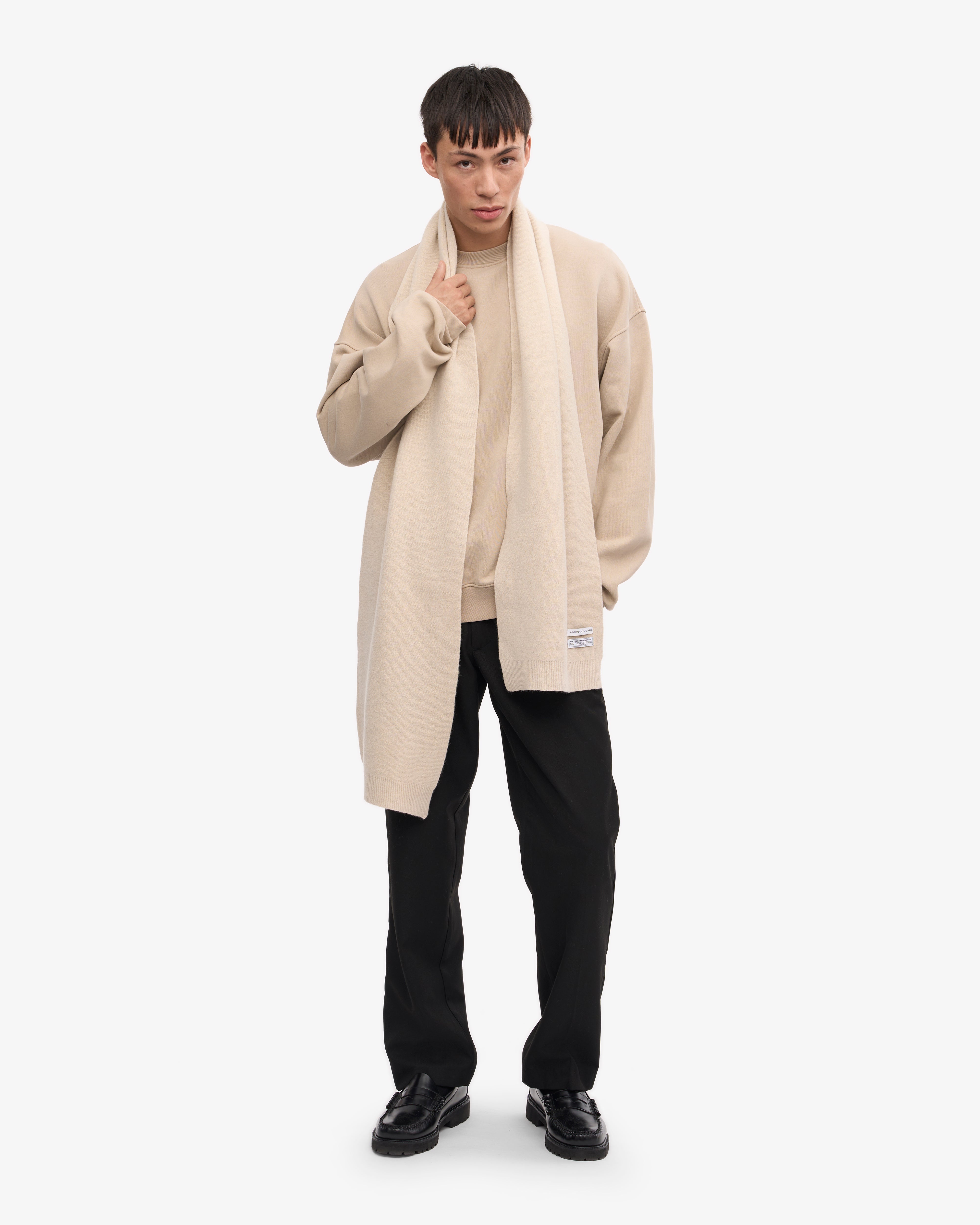 Merino Wool Beanie & Scarf - Ivory White