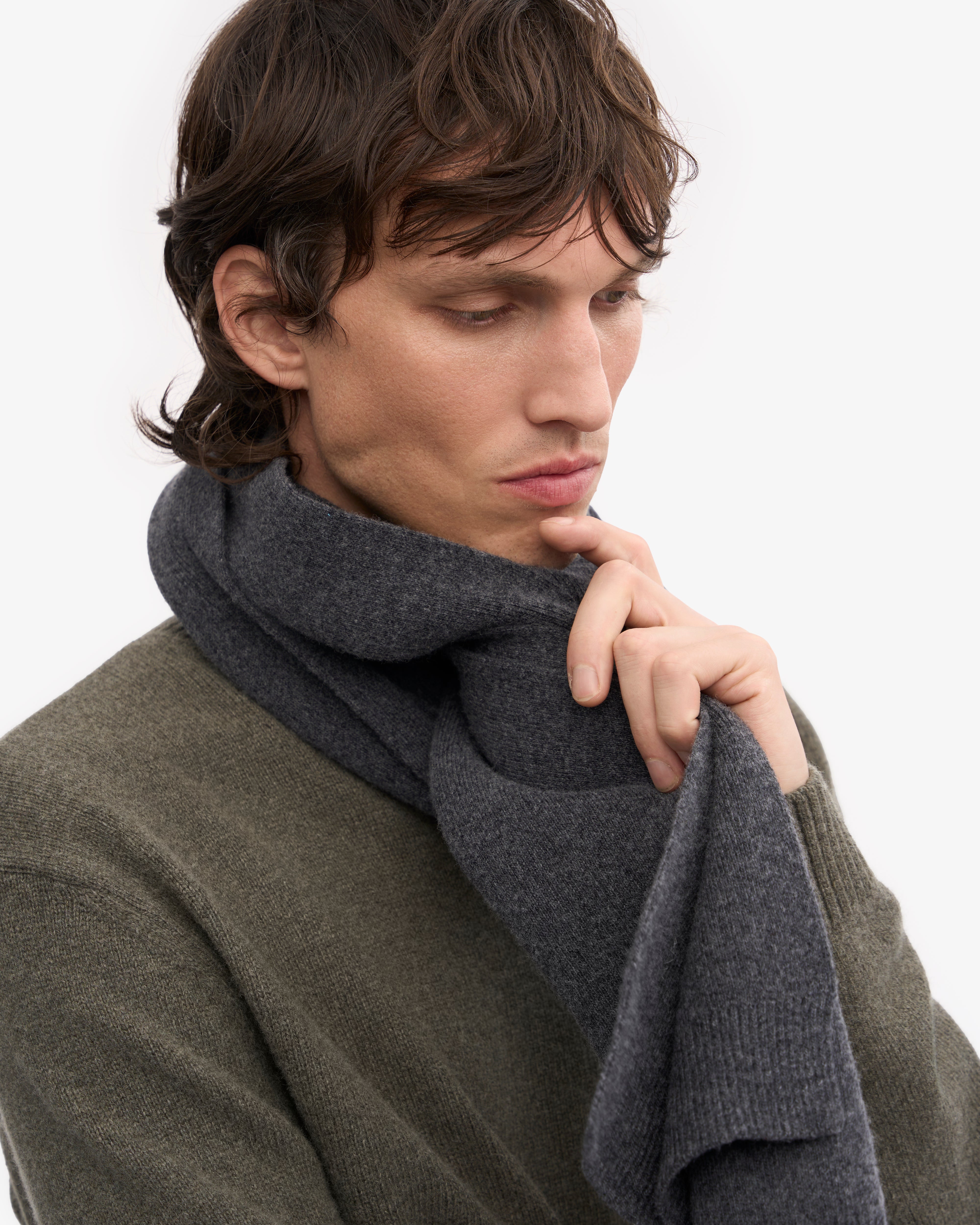 Merino Wool Scarf - Lava Grey