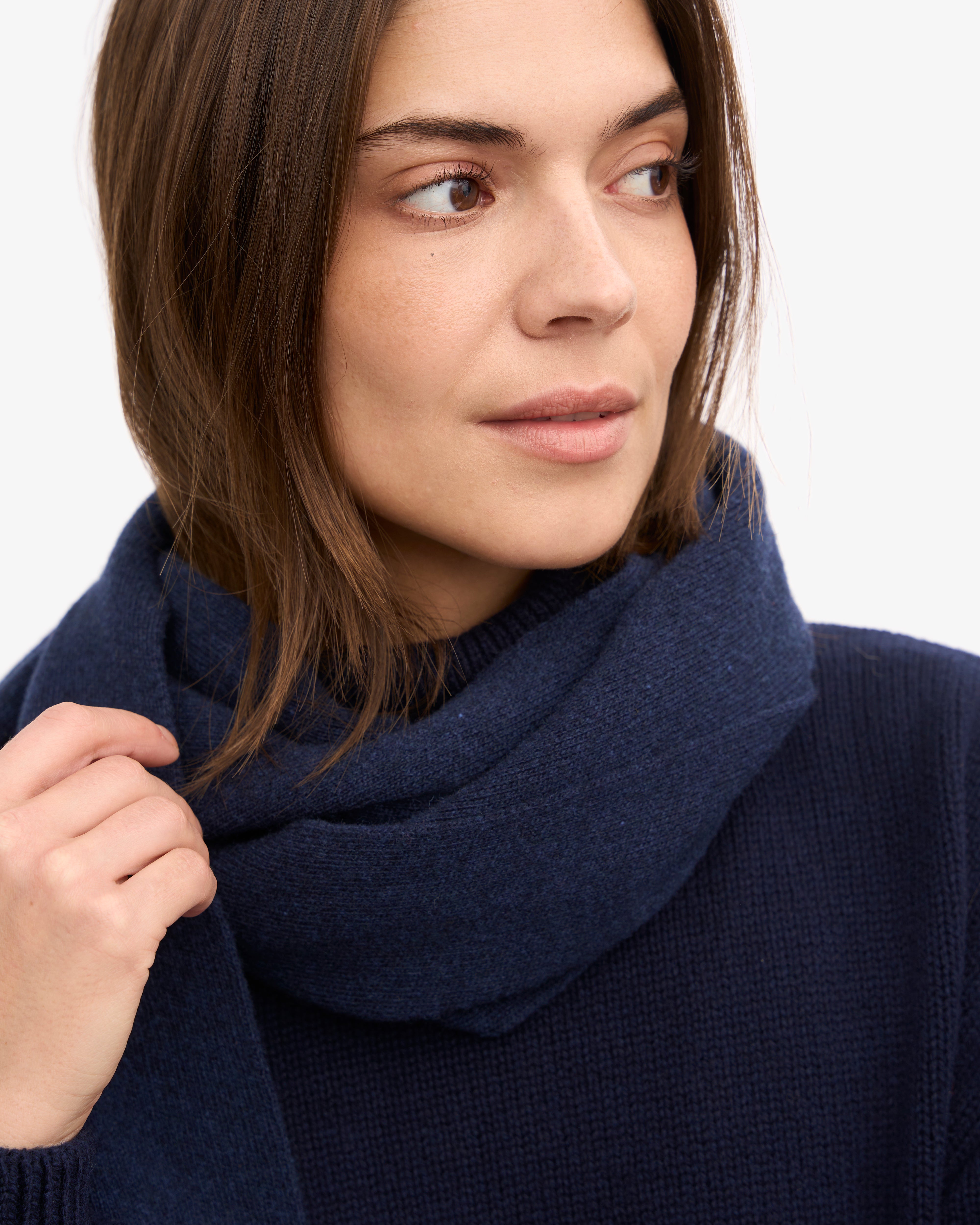 Merino Wool Scarf - Marine Blue