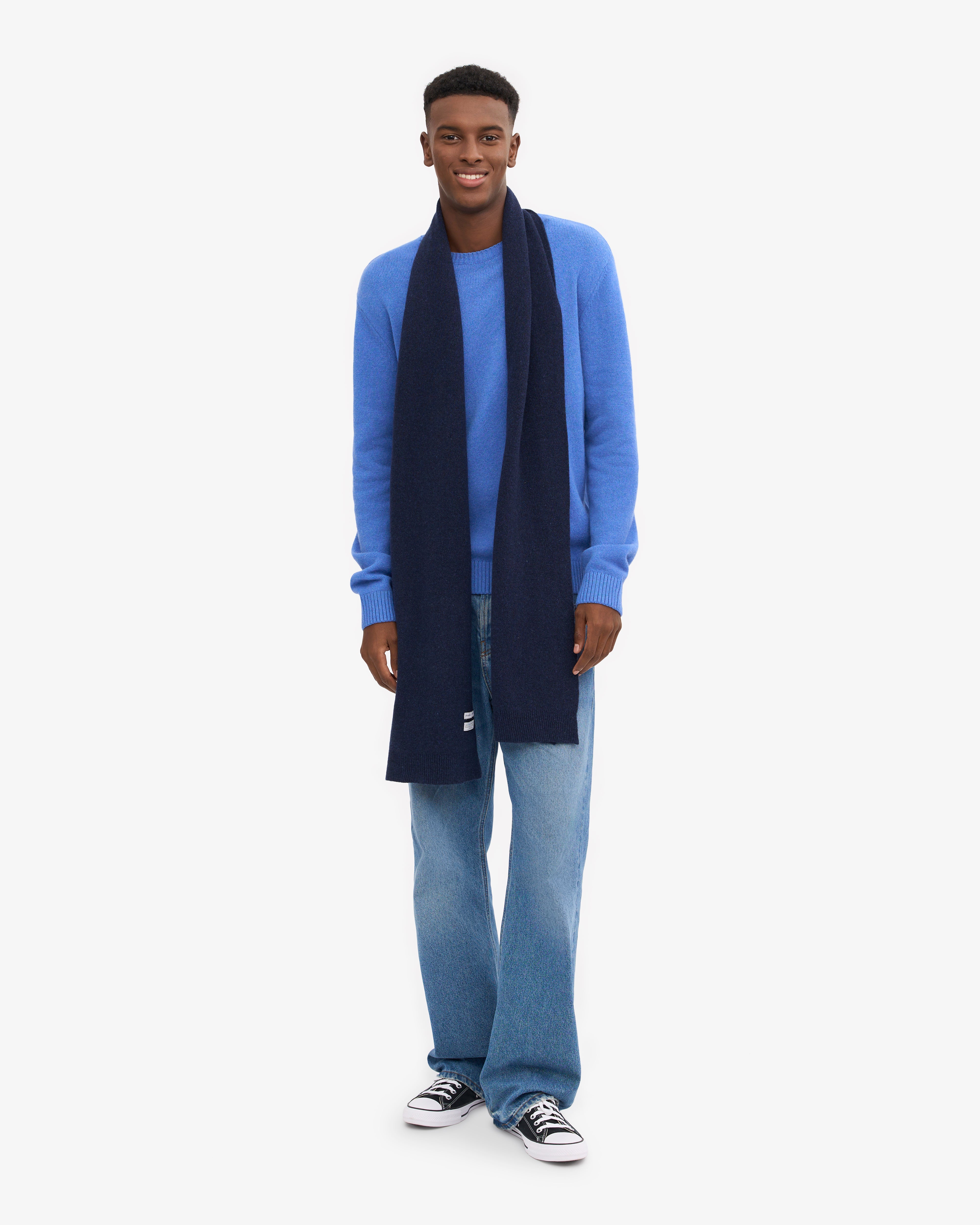 Merino Wool Beanie & Scarf - Marine Blue