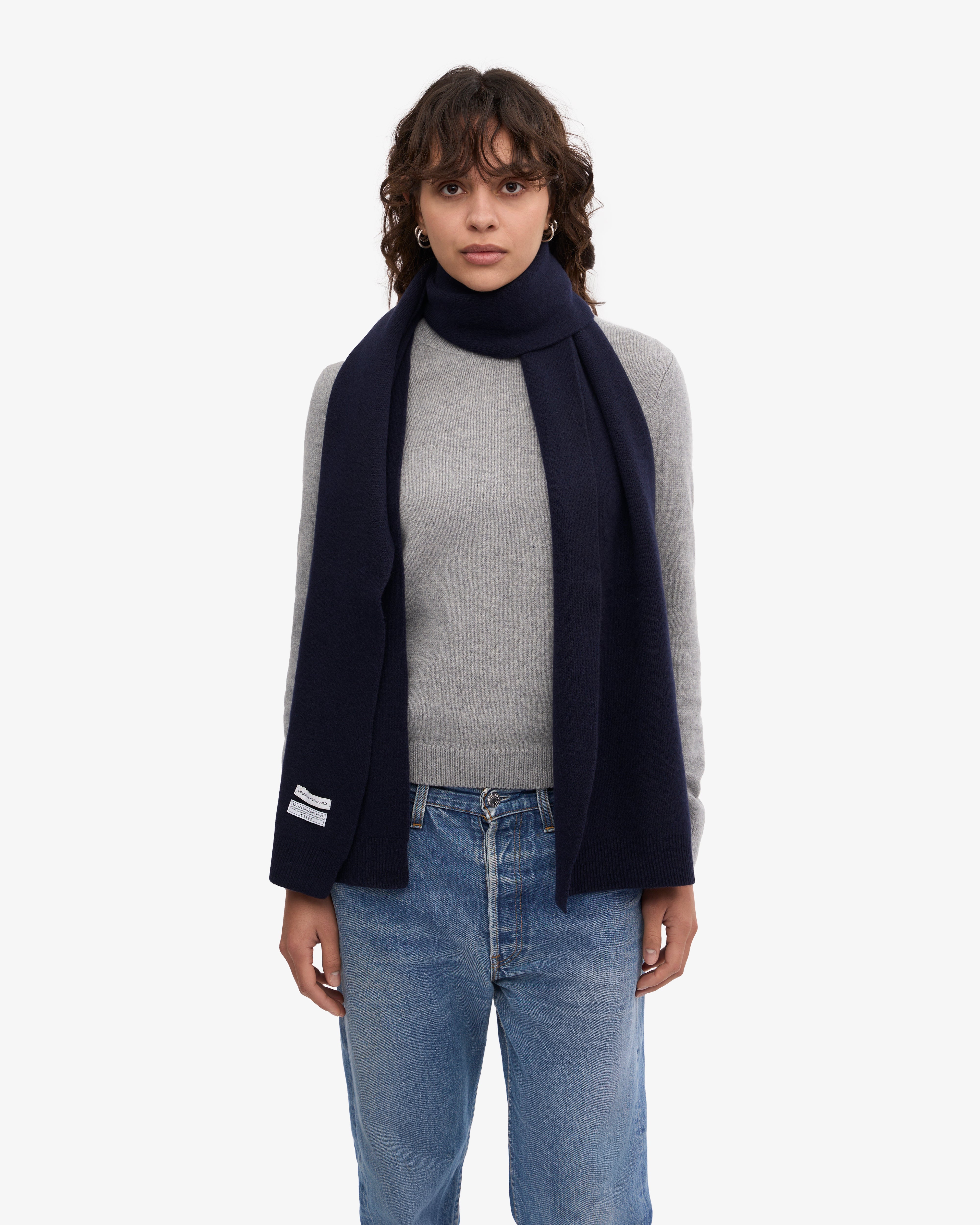 Merino Wool Beanie & Scarf - Navy Blue
