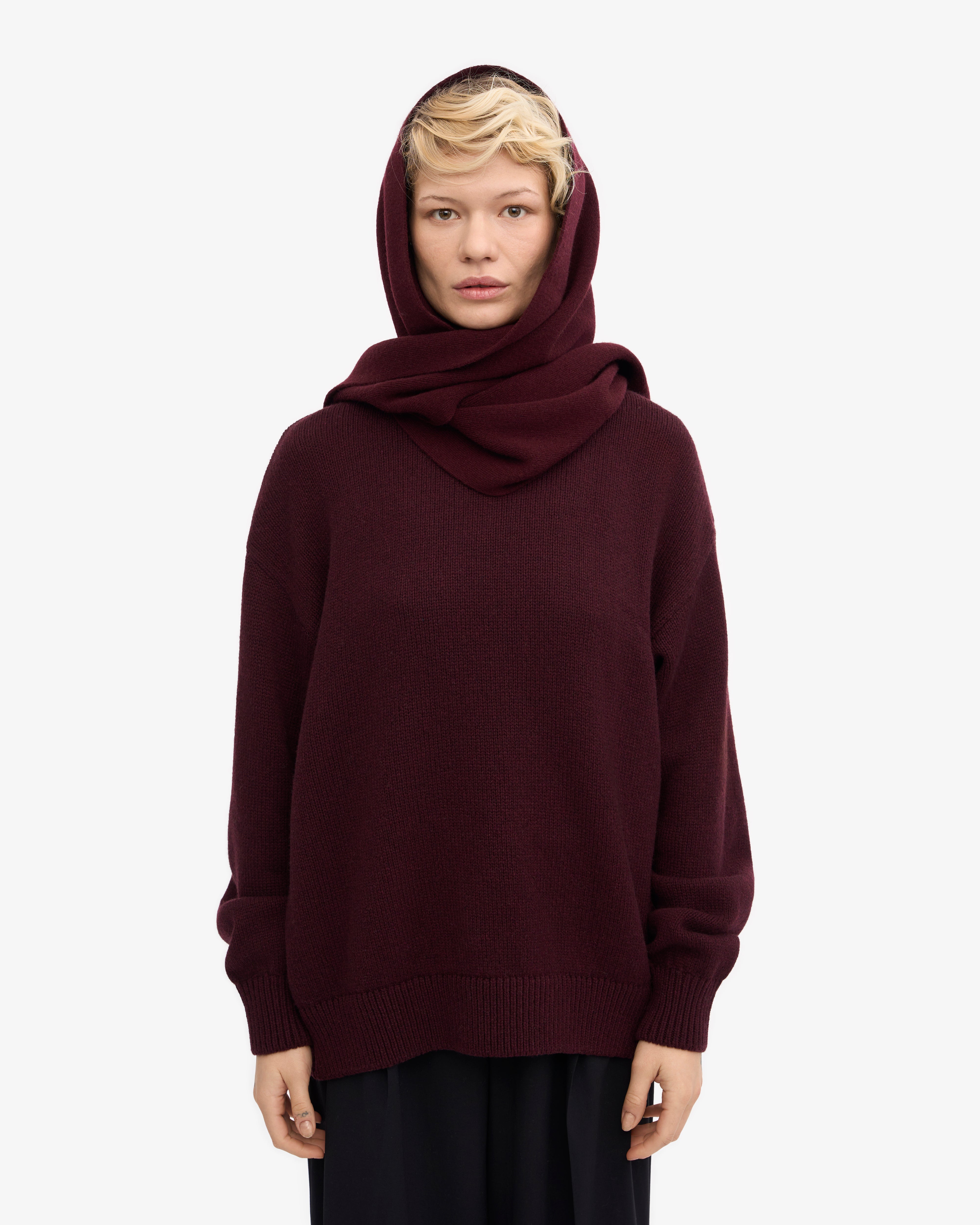 Merino Wool Scarf - Oxblood Red